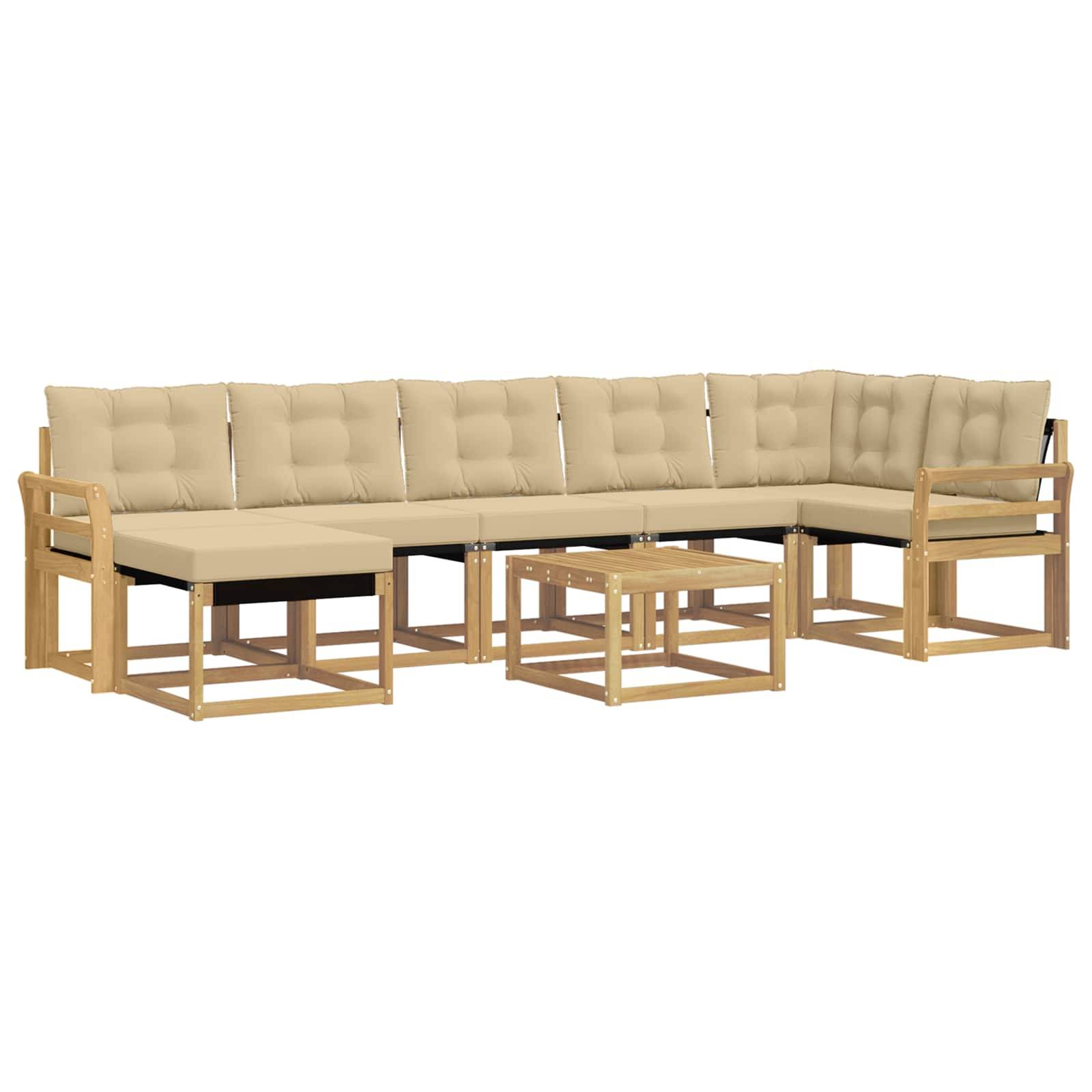 vidaXL Outdoor-Sofagarnitur mit Kissen 8 pcs Weiß und Beige