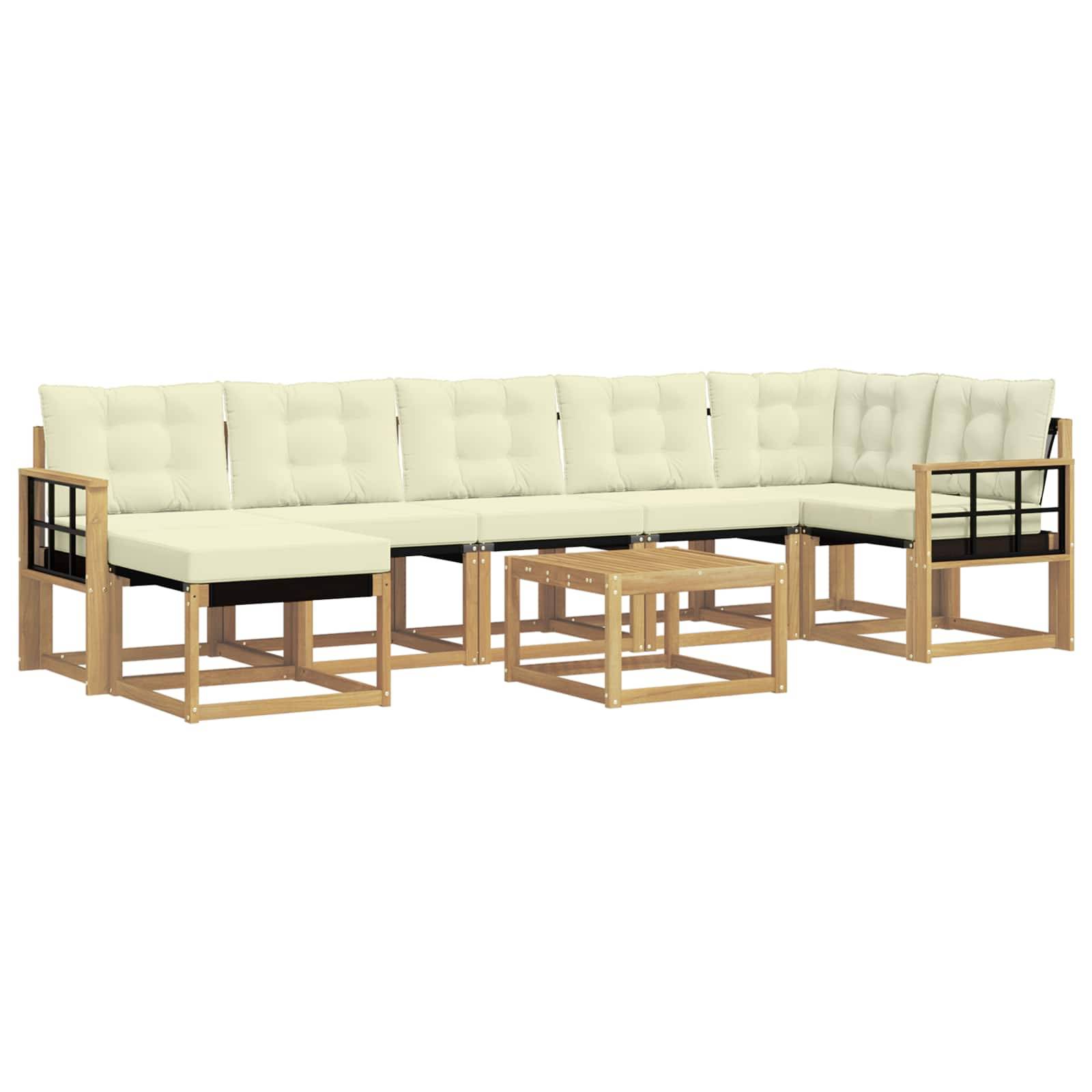vidaXL Outdoor-Sofagarnitur mit Kissen 8 pcs Weiß und Creme