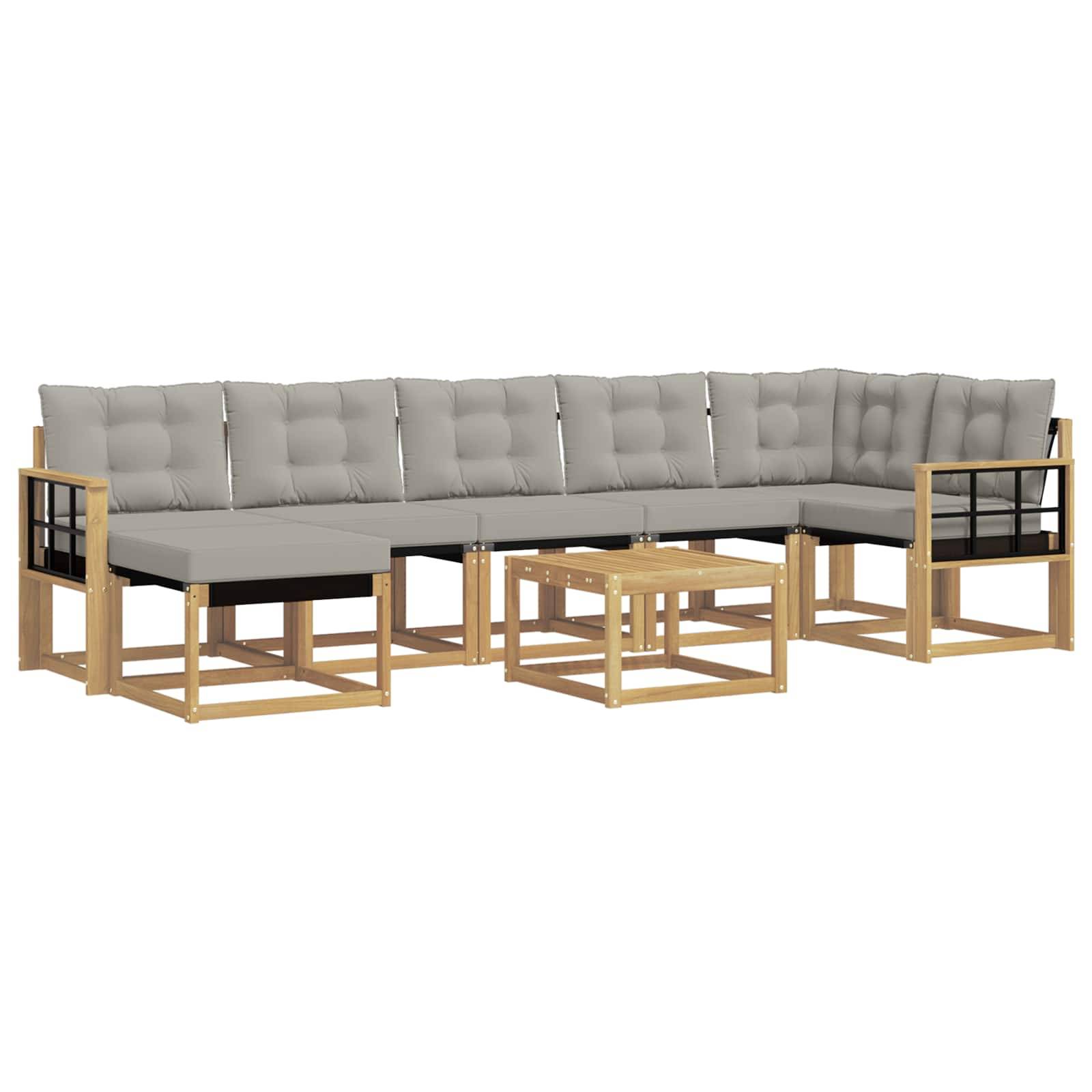 vidaXL Outdoor-Sofagarnitur mit Kissen 8 pcs Weiß und Hellgrau