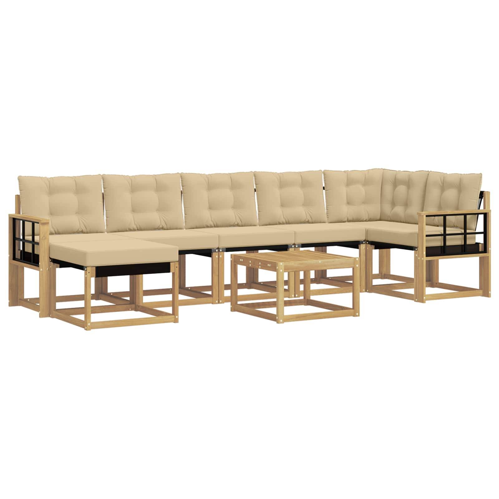 vidaXL Outdoor-Sofagarnitur mit Kissen 8 pcs Weiß und Beige