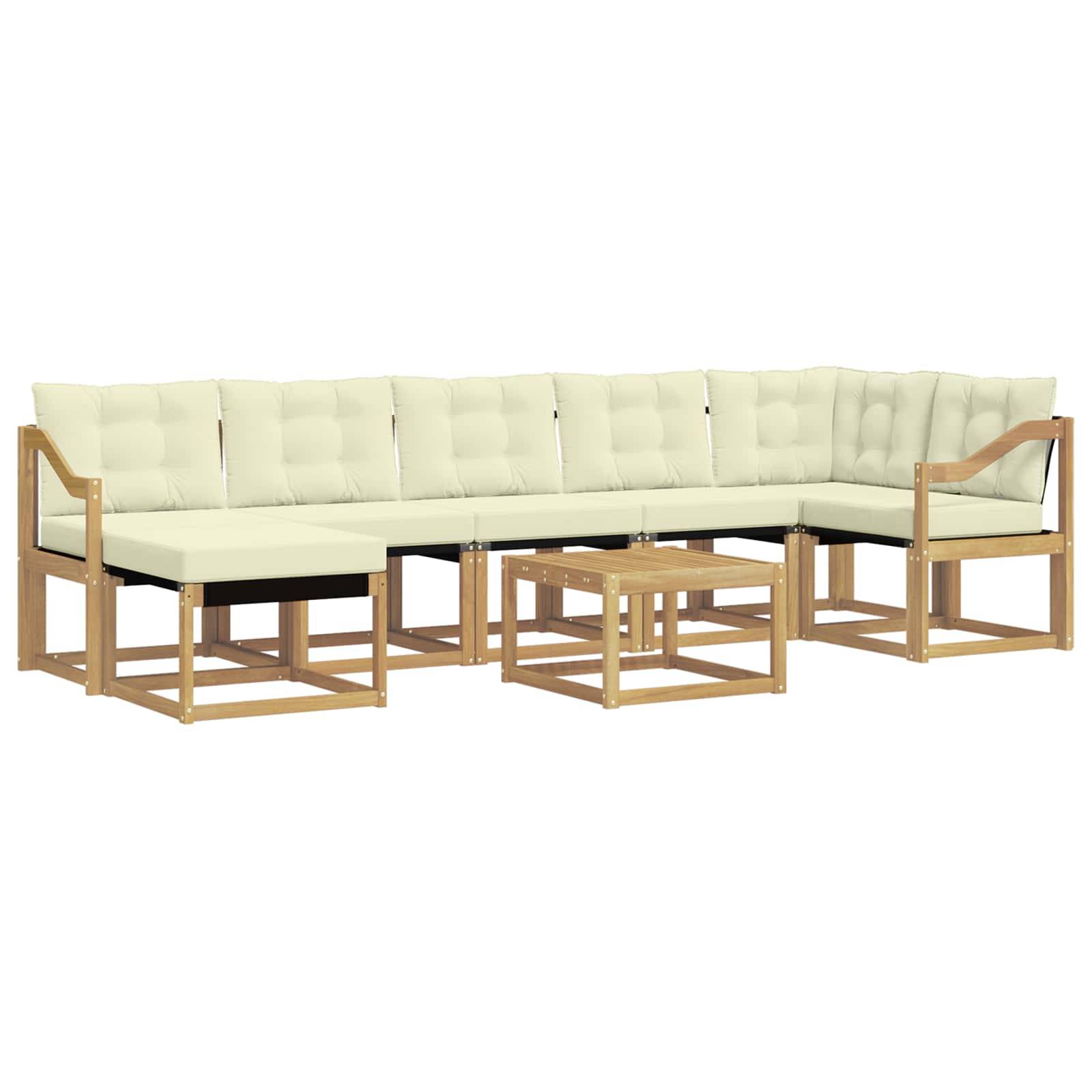 vidaXL Outdoor-Sofagarnitur mit Kissen 8 pcs Weiß und Creme