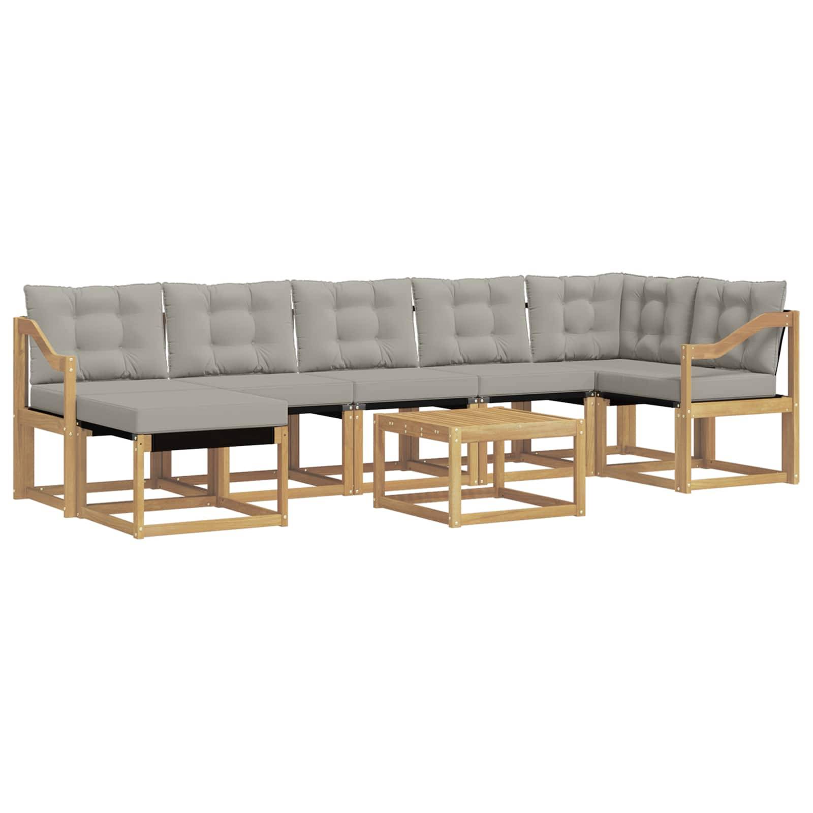 vidaXL Outdoor-Sofagarnitur mit Kissen 8 pcs Weiß und Hellgrau
