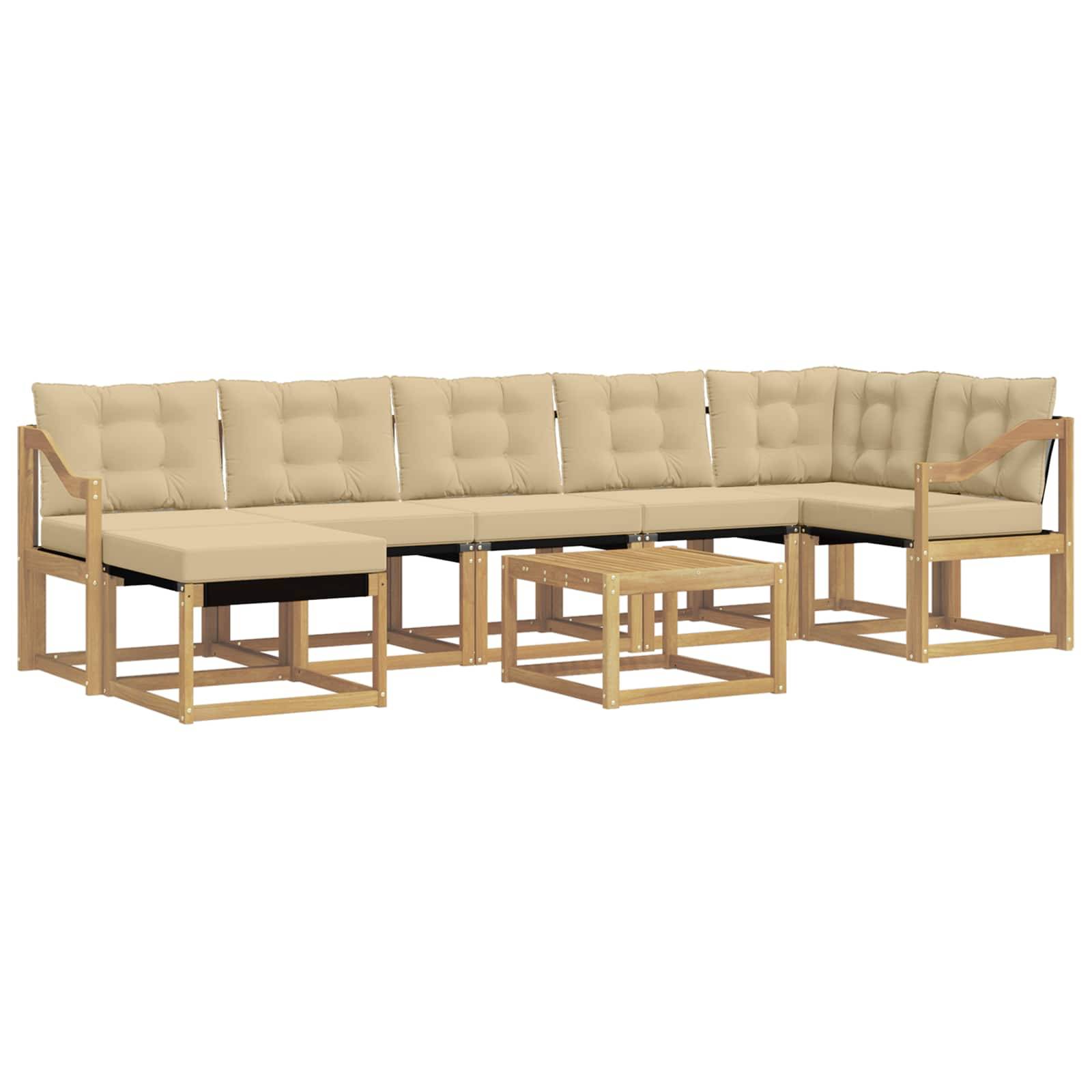 vidaXL Outdoor-Sofagarnitur mit Kissen 8 pcs Weiß und Beige