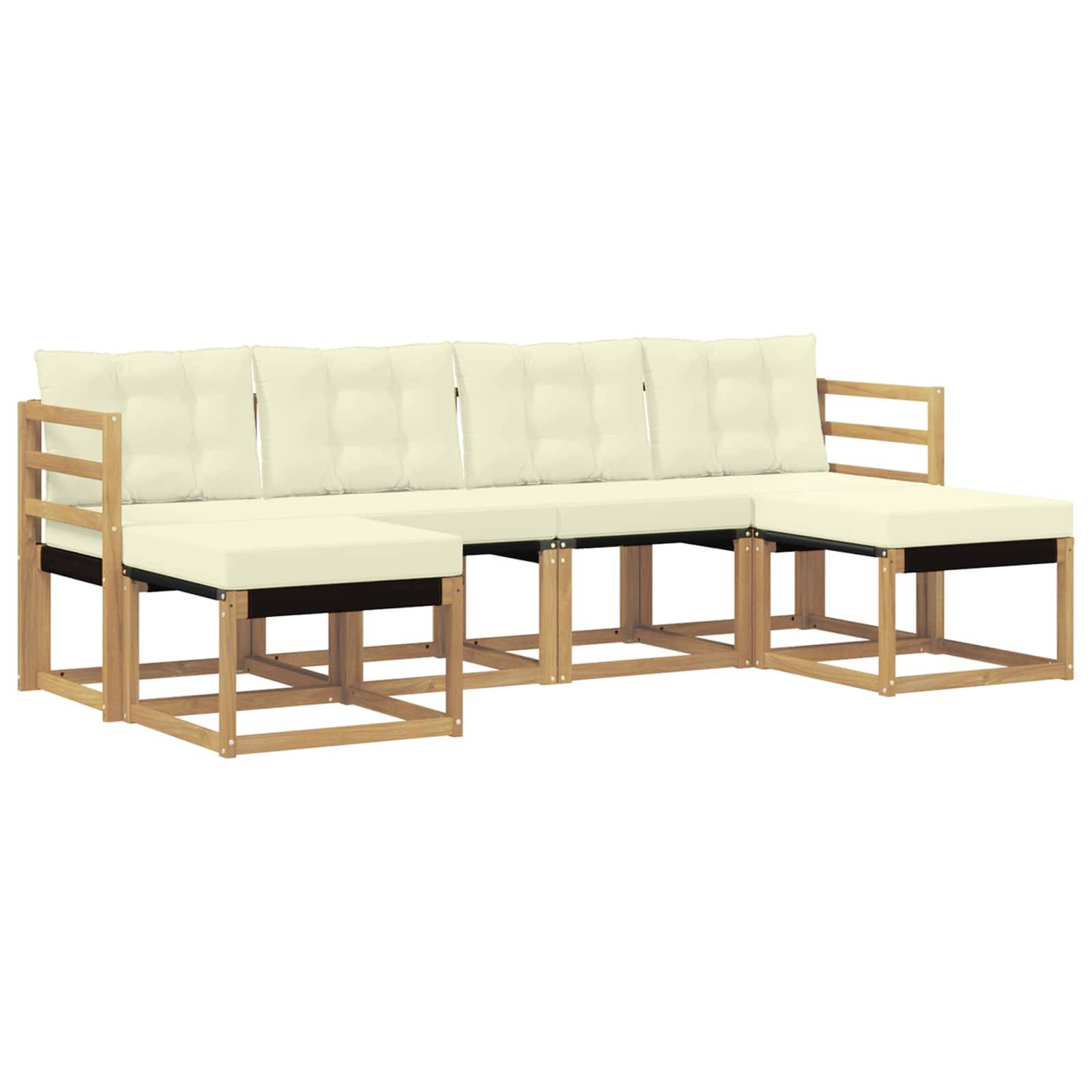vidaXL Outdoor-Sofagarnitur mit Kissen 6 pcs Weiß und Creme