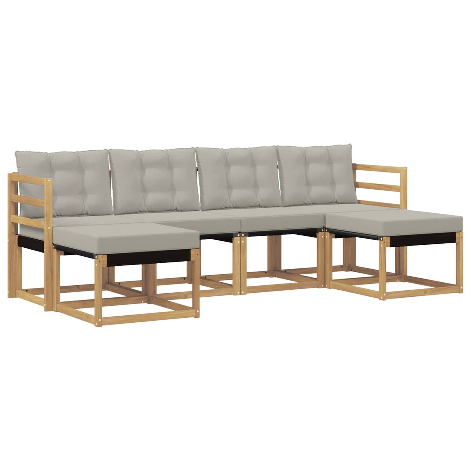 vidaXL Outdoor-Sofagarnitur mit Kissen 6 pcs Weiß und Hellgrau