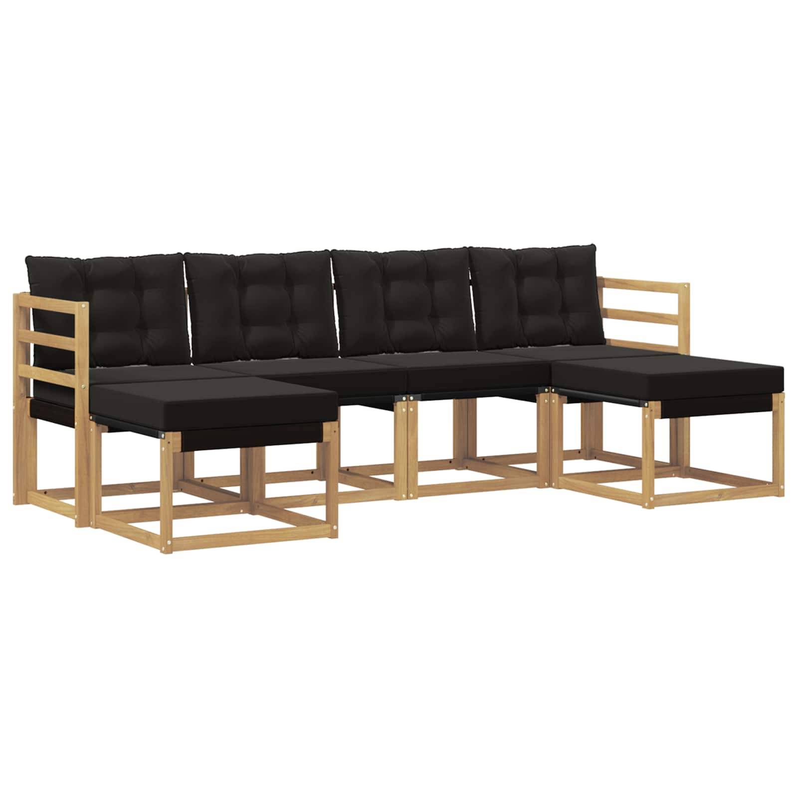 vidaXL Outdoor-Sofagarnitur mit Kissen 6 pcs Weiß und Schwarz