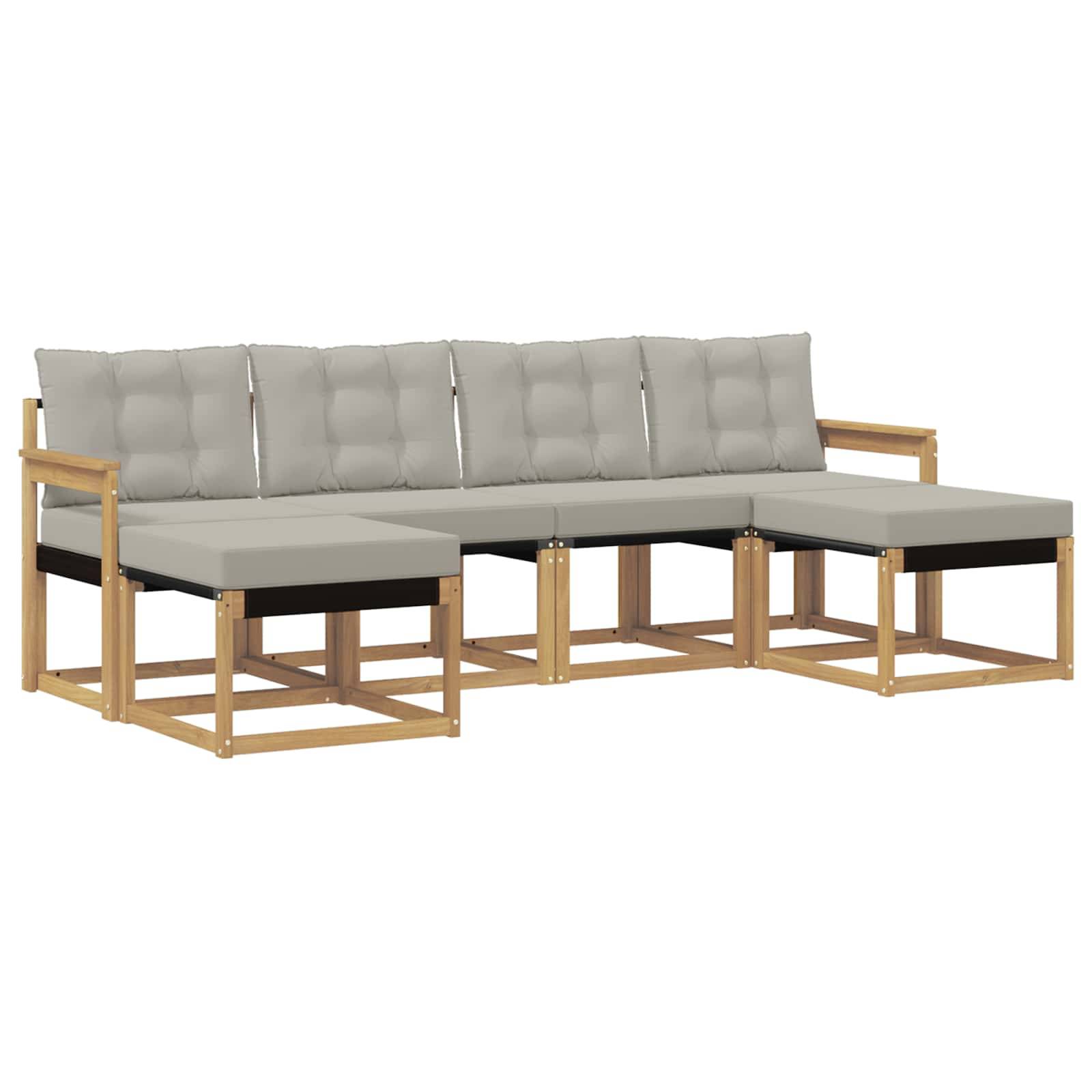vidaXL Outdoor-Sofagarnitur mit Kissen 6 pcs Weiß und Hellgrau