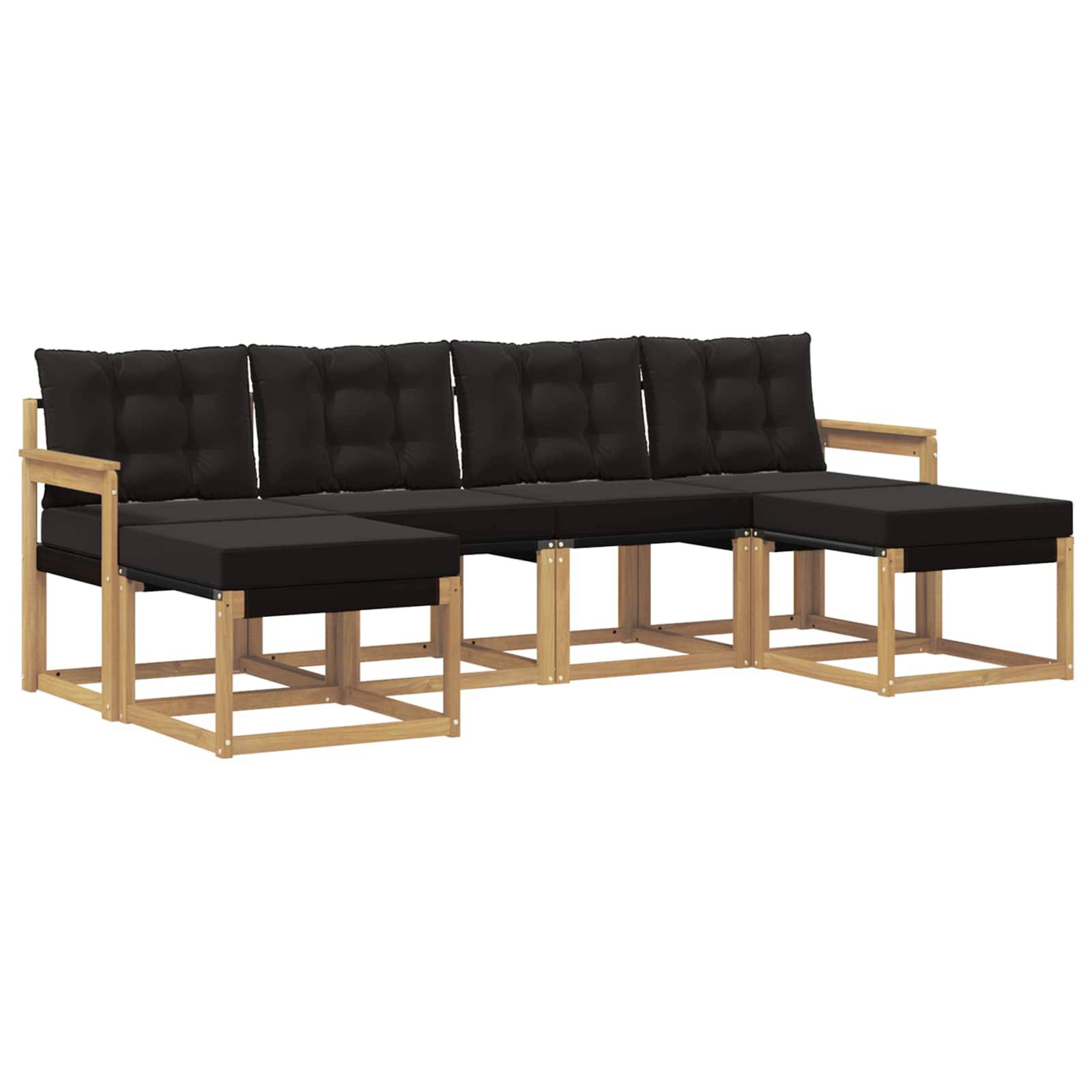 vidaXL Outdoor-Sofagarnitur mit Kissen 6 pcs Weiß und Schwarz