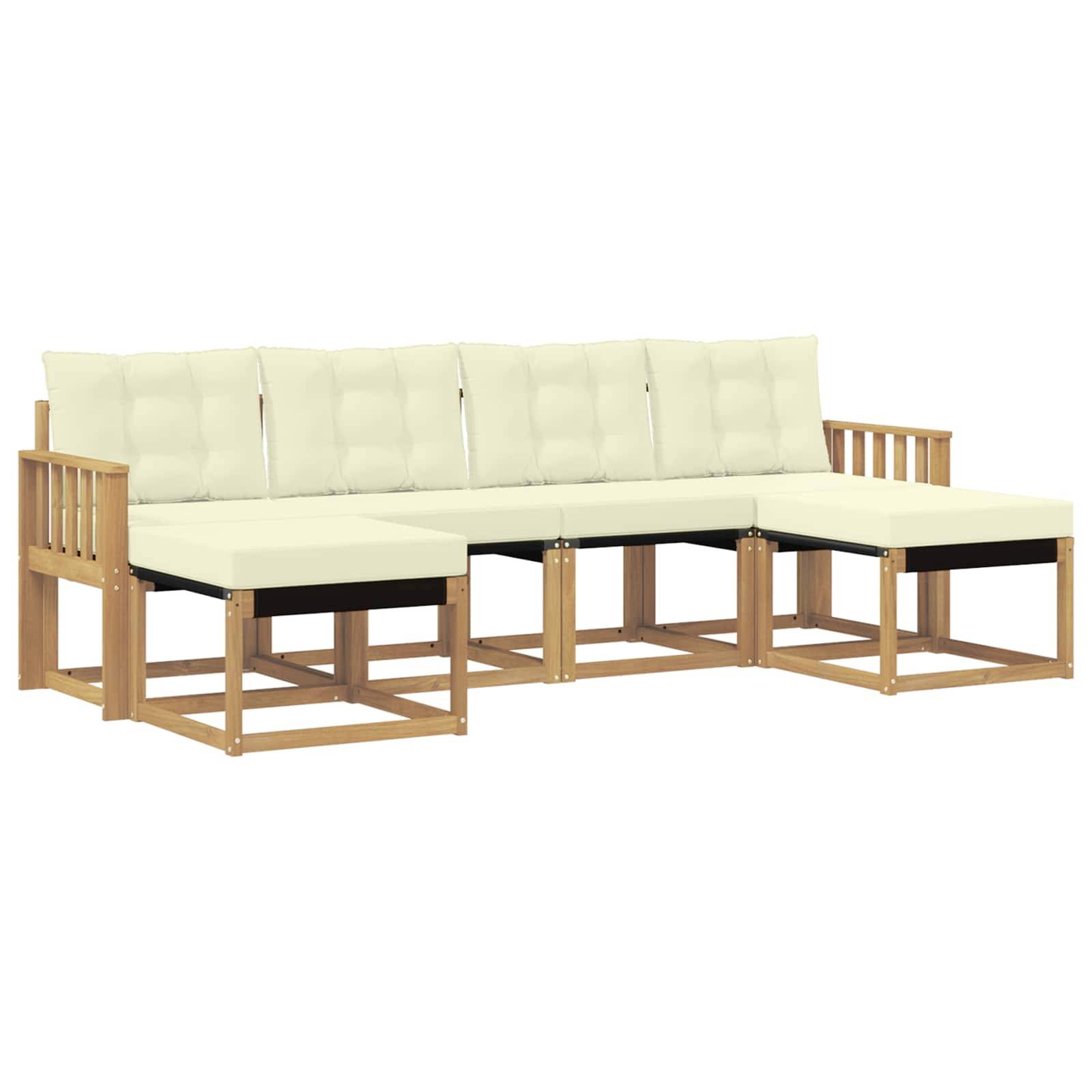 vidaXL Outdoor-Sofagarnitur mit Kissen 6 pcs Weiß und Creme