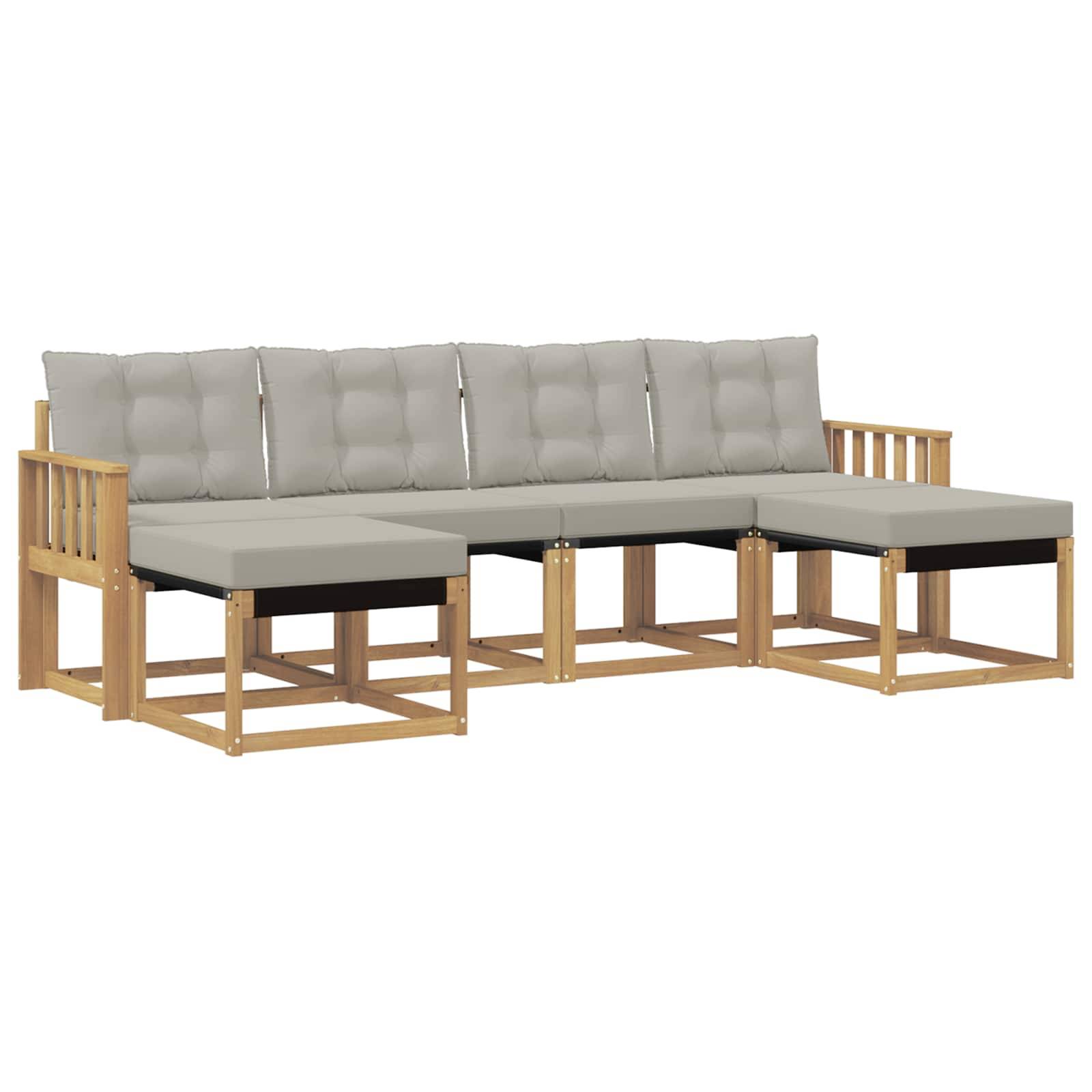 vidaXL Outdoor-Sofagarnitur mit Kissen 6 pcs Weiß und Hellgrau