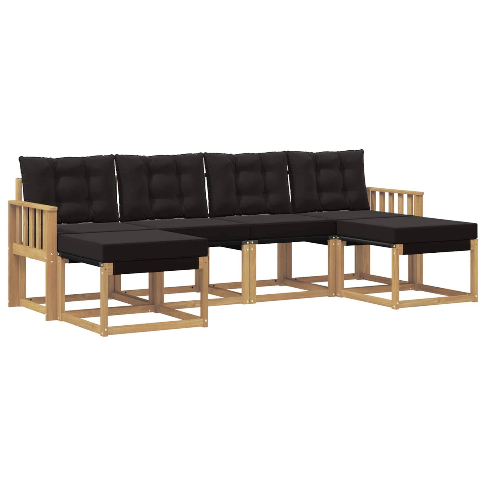 vidaXL Outdoor-Sofagarnitur mit Kissen 6 pcs Weiß und Schwarz