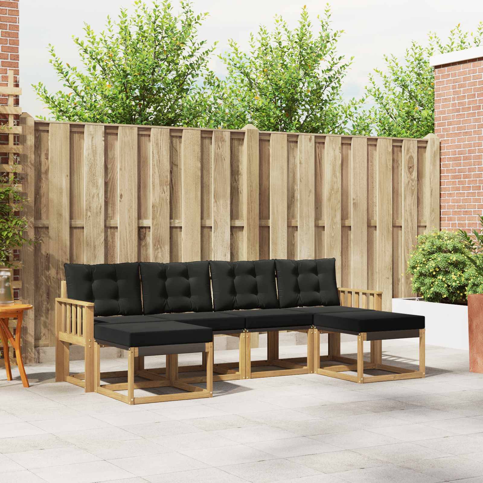 vidaXL Outdoor-Sofagarnitur mit Kissen 6 pcs Weiß und Schwarz