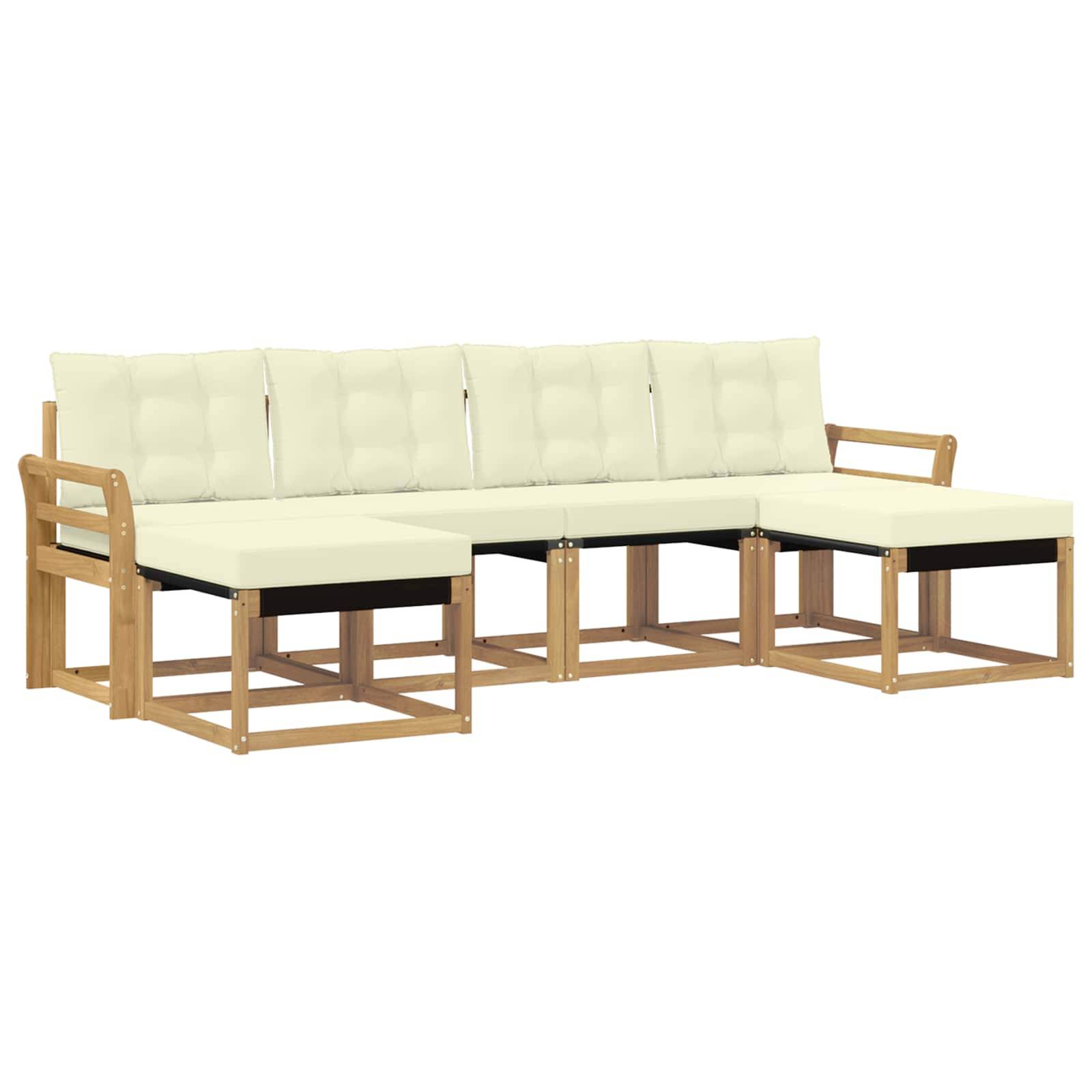 vidaXL Outdoor-Sofagarnitur mit Kissen 6 pcs Weiß und Creme