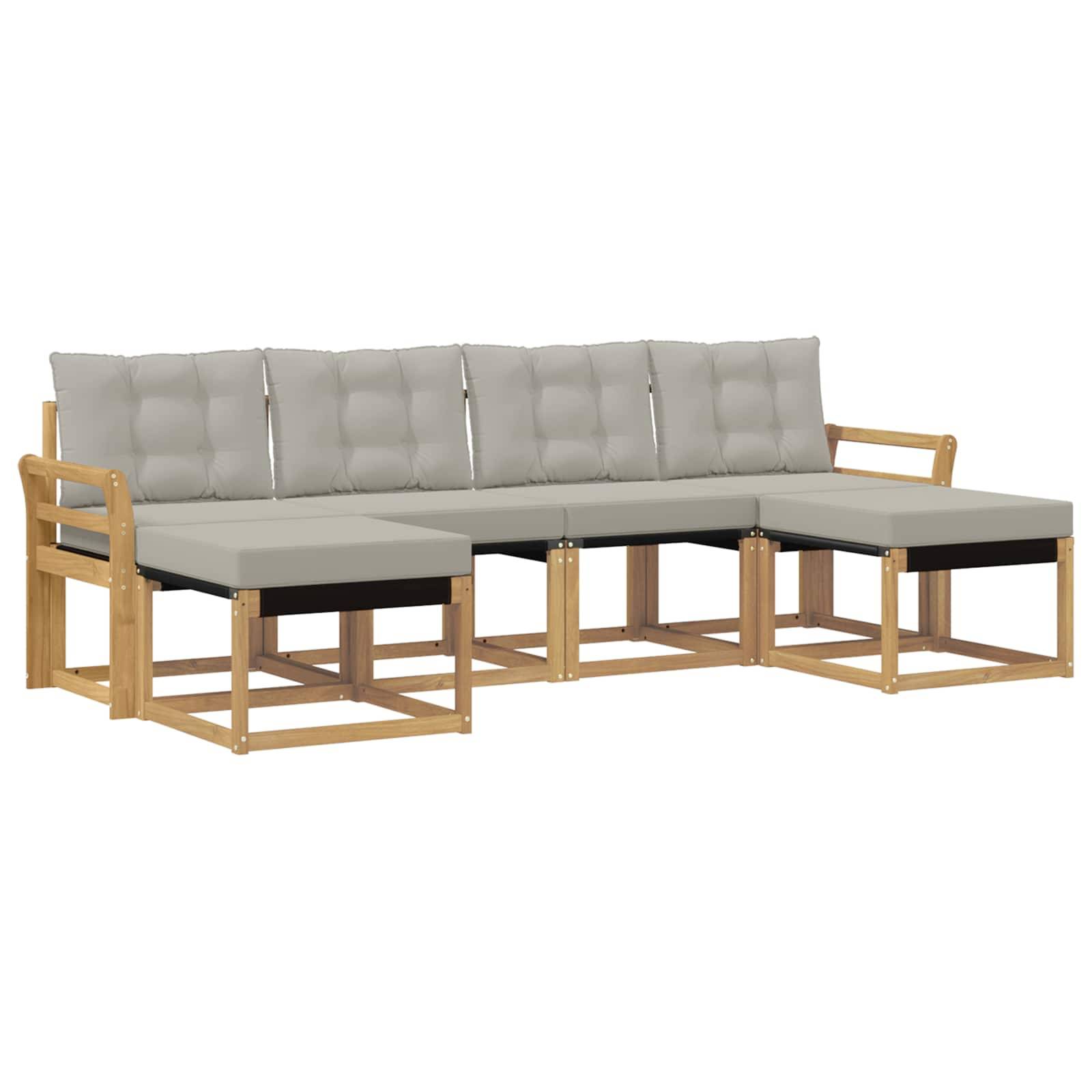 vidaXL Outdoor-Sofagarnitur mit Kissen 6 pcs Weiß und Hellgrau