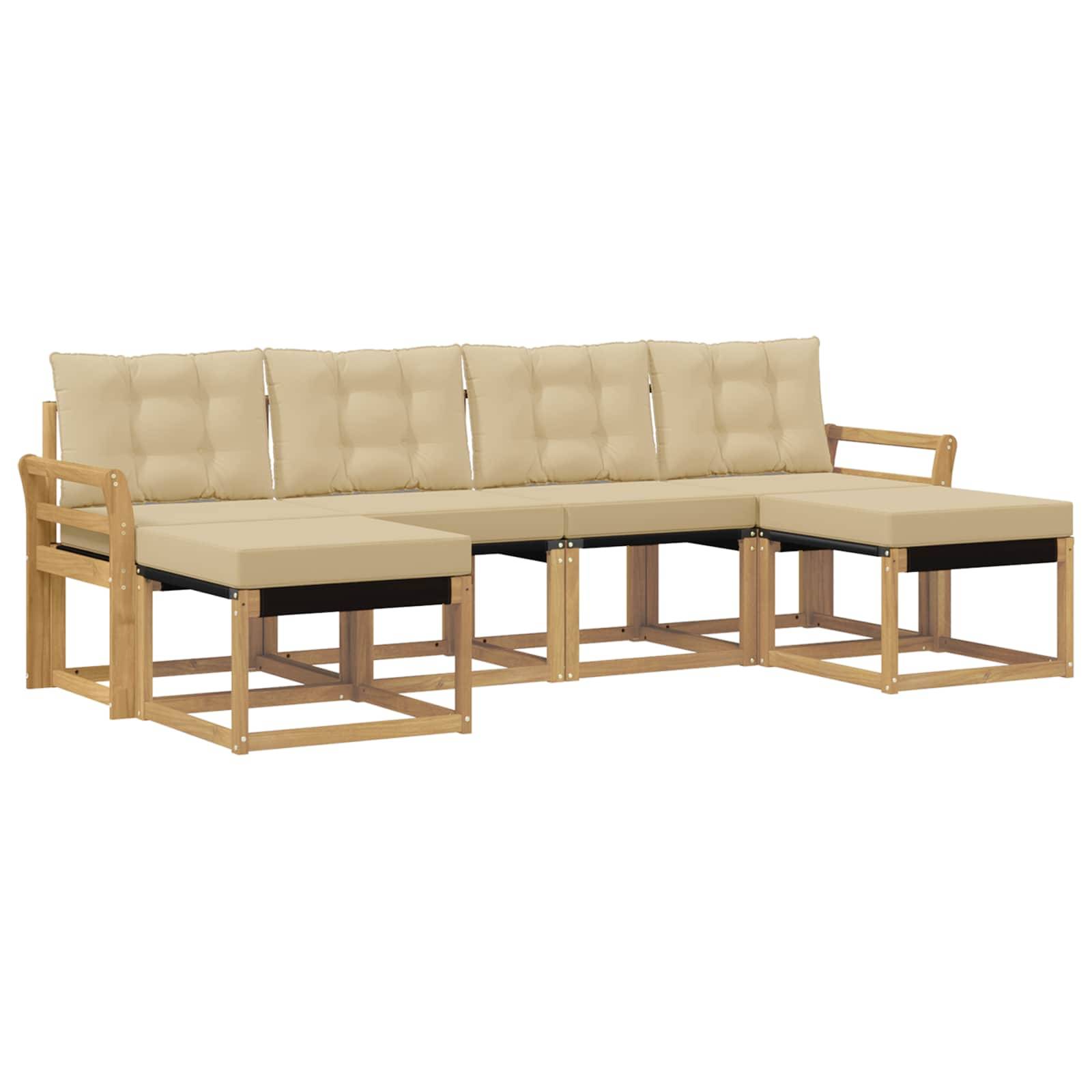 vidaXL Outdoor-Sofagarnitur mit Kissen 6 pcs Weiß und Beige