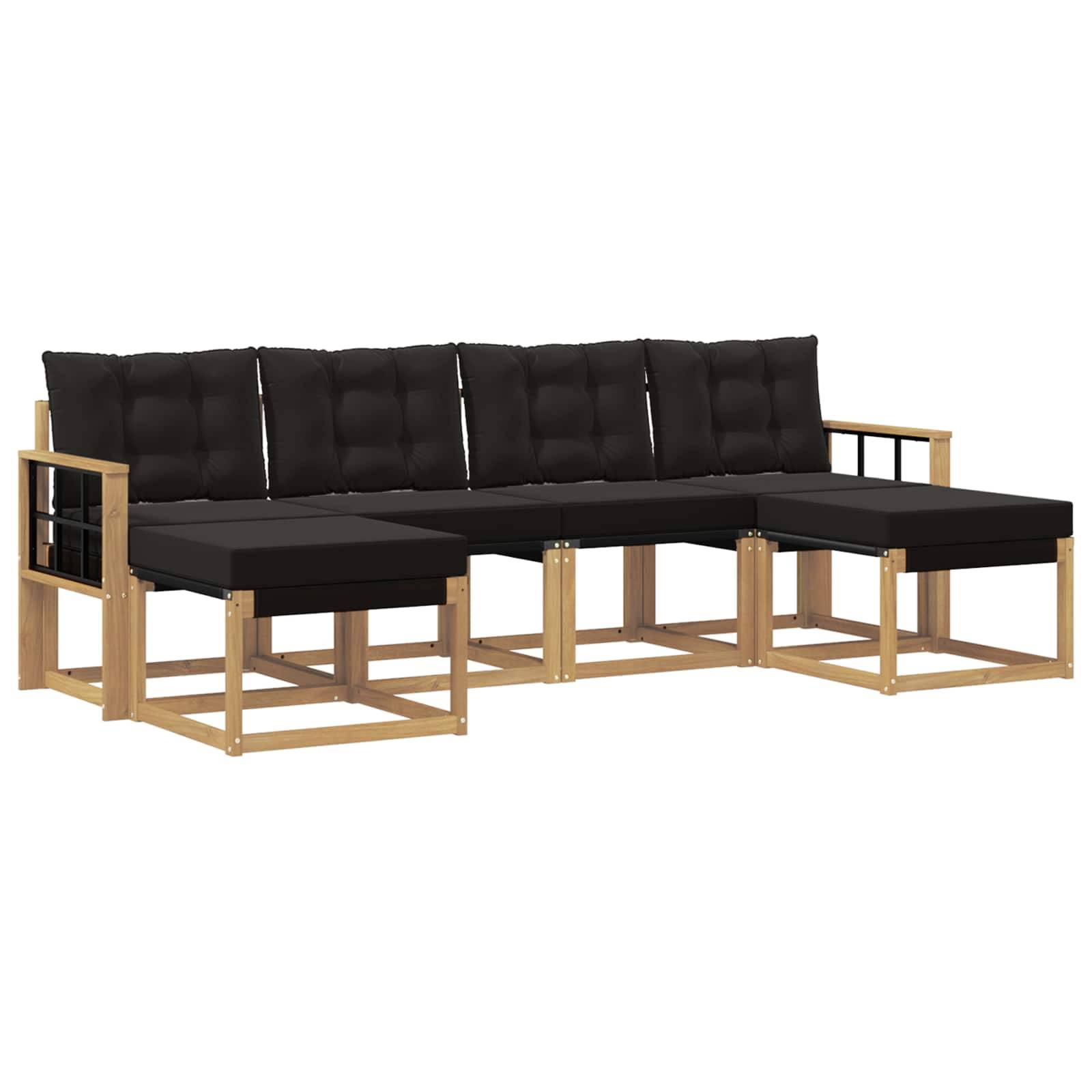 vidaXL Outdoor-Sofagarnitur mit Kissen 6 pcs Weiß und Schwarz