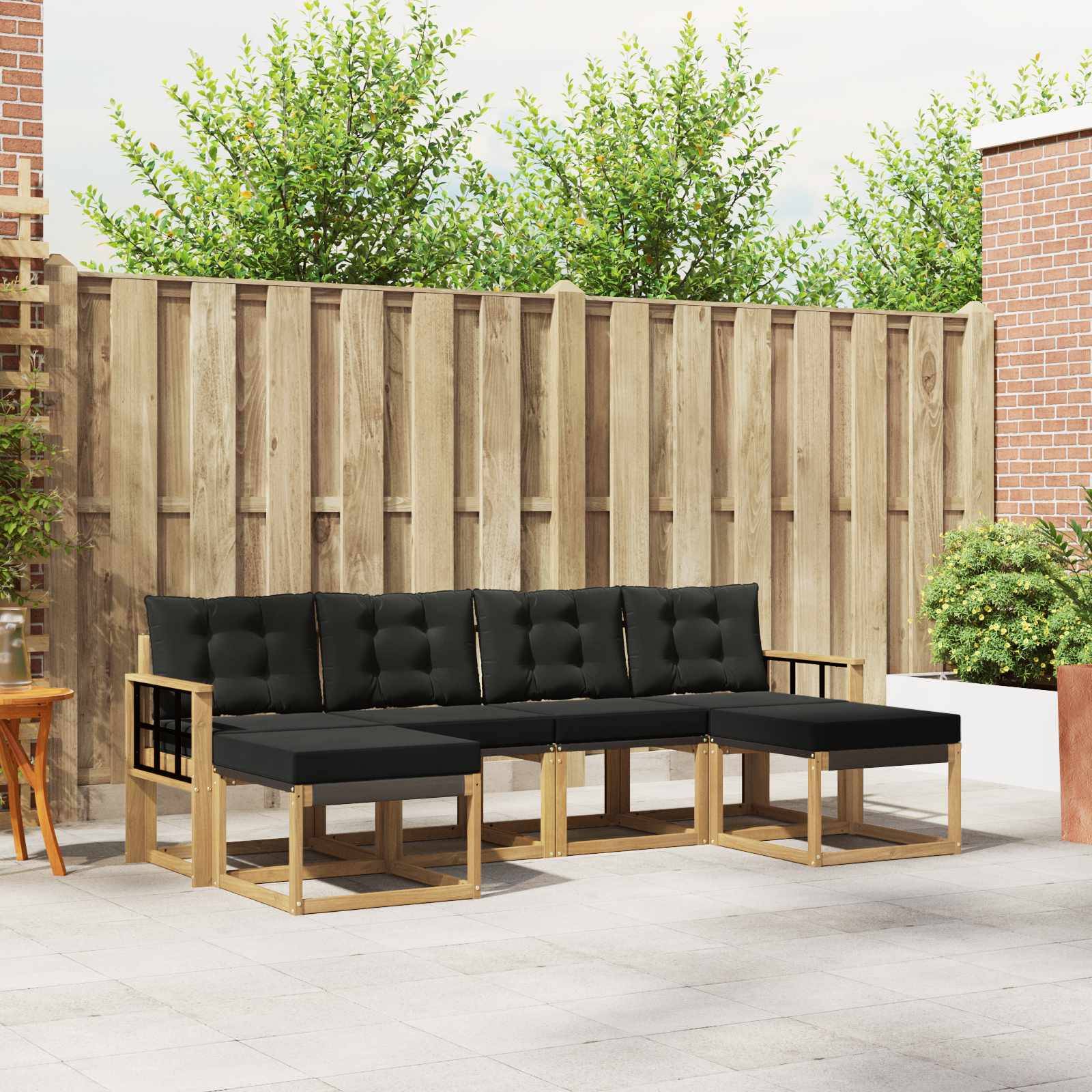 vidaXL Outdoor-Sofagarnitur mit Kissen 6 pcs Weiß und Schwarz