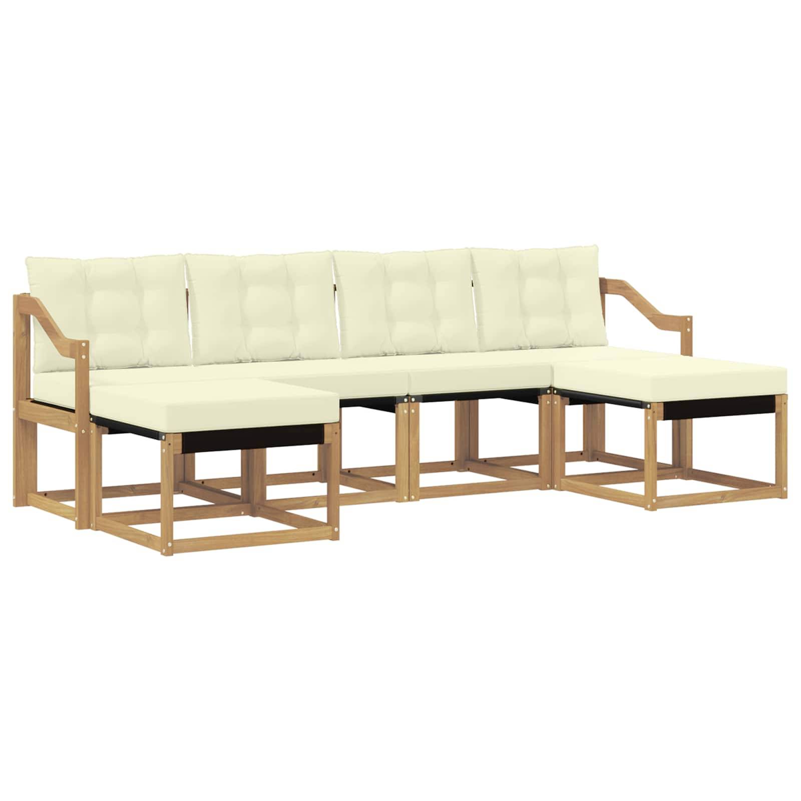 vidaXL Outdoor-Sofagarnitur mit Kissen 6 pcs Weiß und Creme