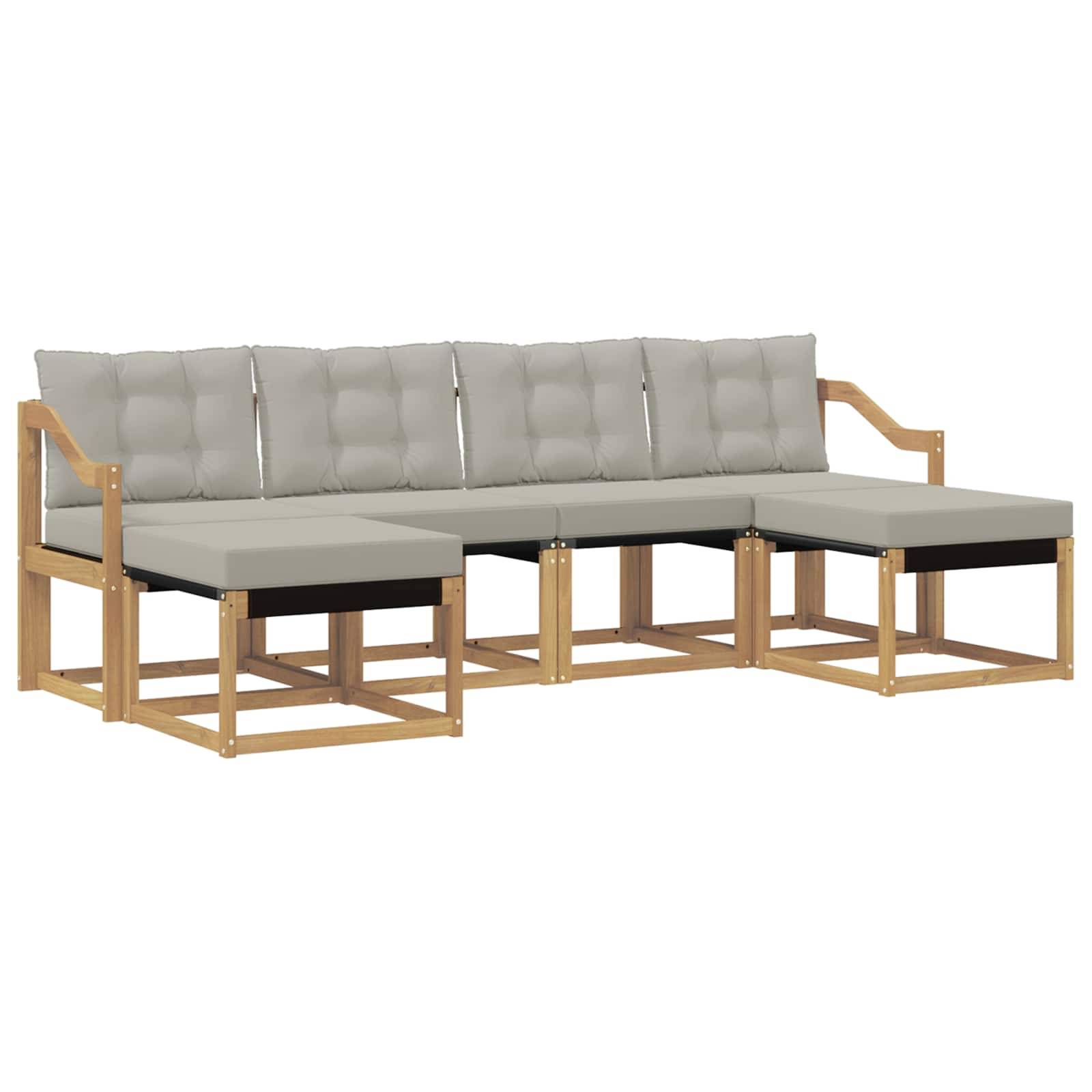 vidaXL Outdoor-Sofagarnitur mit Kissen 6 pcs Weiß und Hellgrau