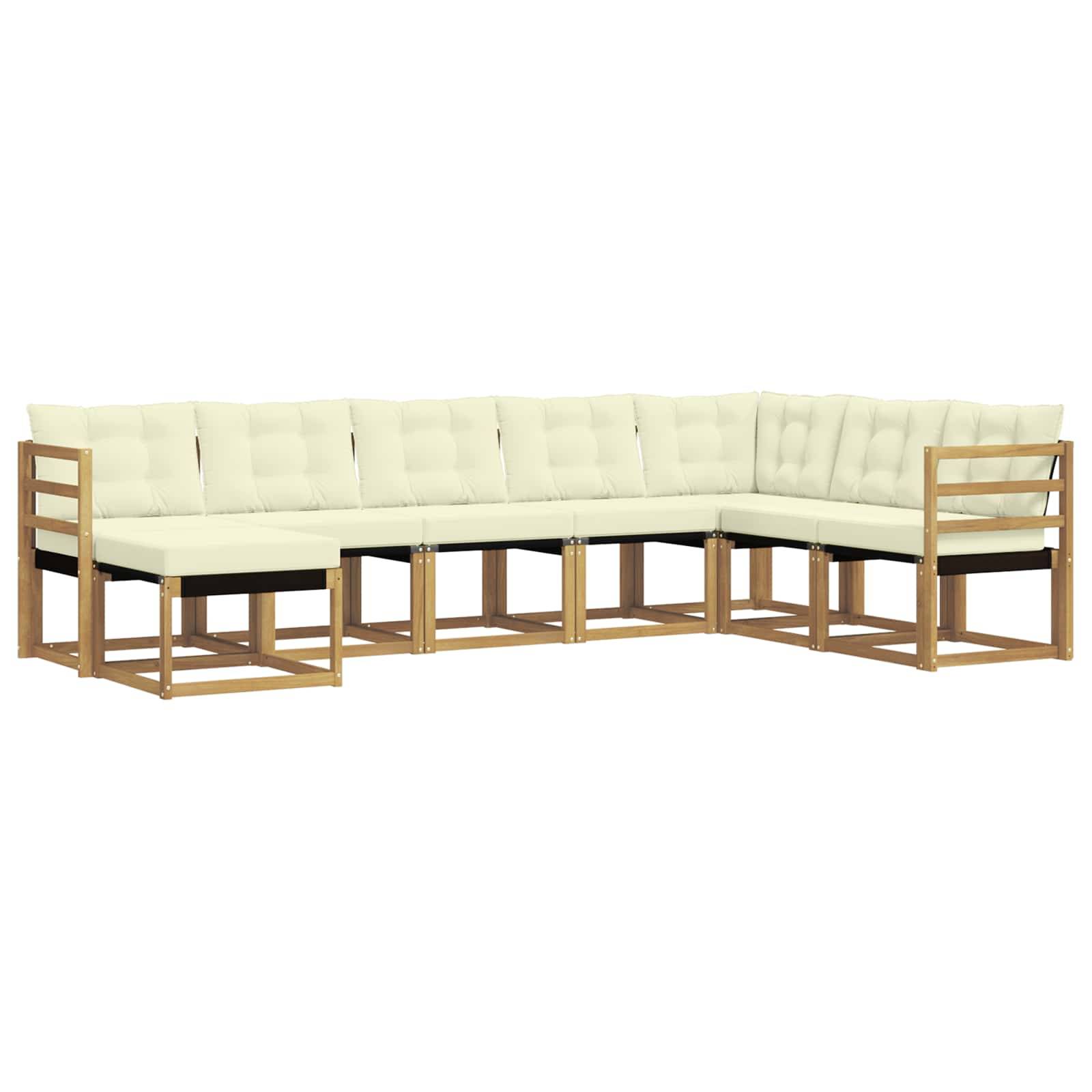 vidaXL Outdoor-Sofagarnitur mit Kissen 8 pcs Weiß und Creme
