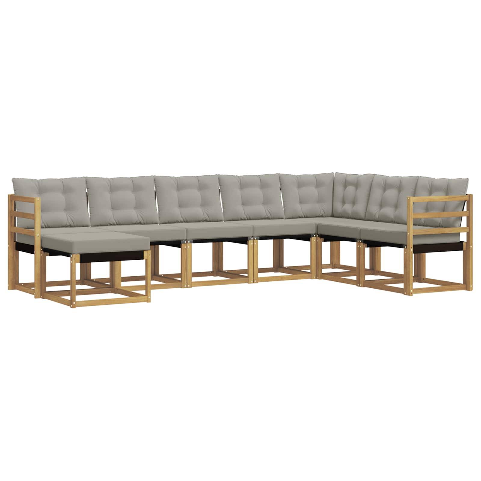 vidaXL Outdoor-Sofagarnitur mit Kissen 8 pcs Weiß und Hellgrau