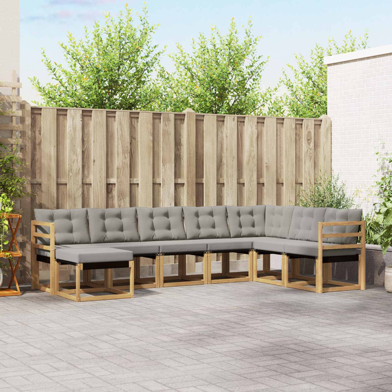 vidaXL Outdoor-Sofagarnitur mit Kissen 8 pcs Weiß und Hellgrau