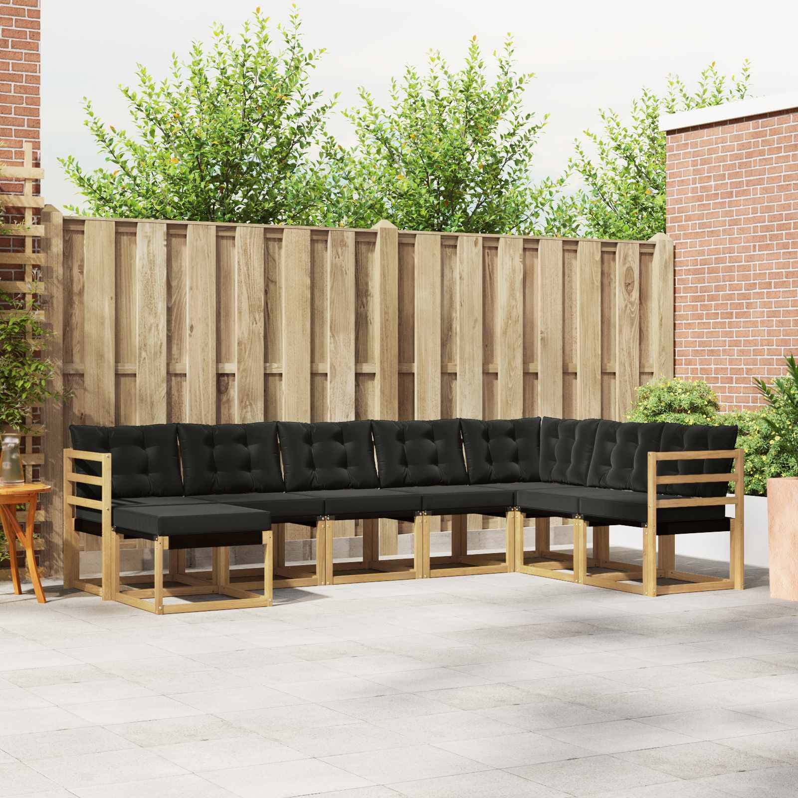 vidaXL Outdoor-Sofagarnitur mit Kissen 8 pcs Weiß und Schwarz