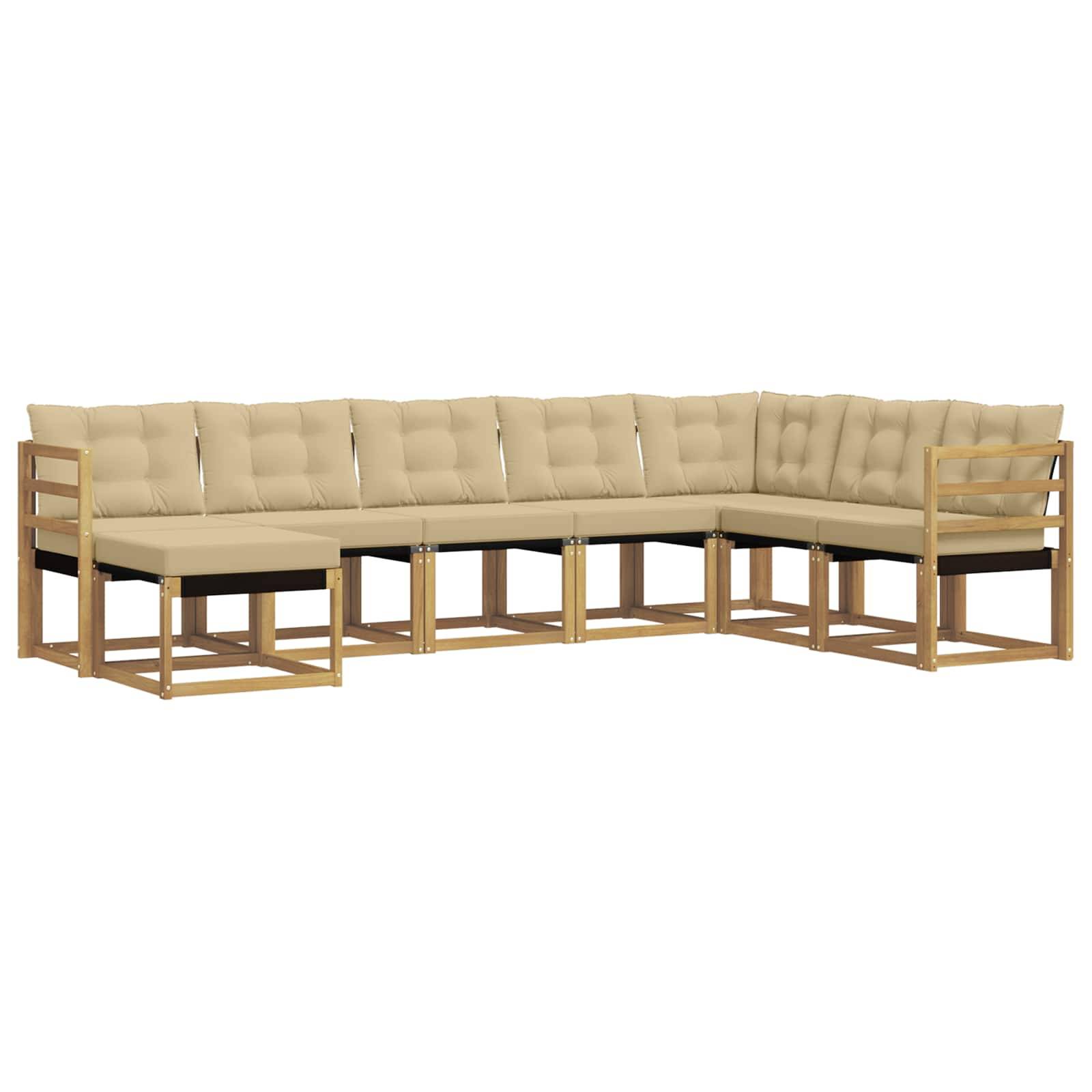 vidaXL Outdoor-Sofagarnitur mit Kissen 8 pcs Weiß und Beige