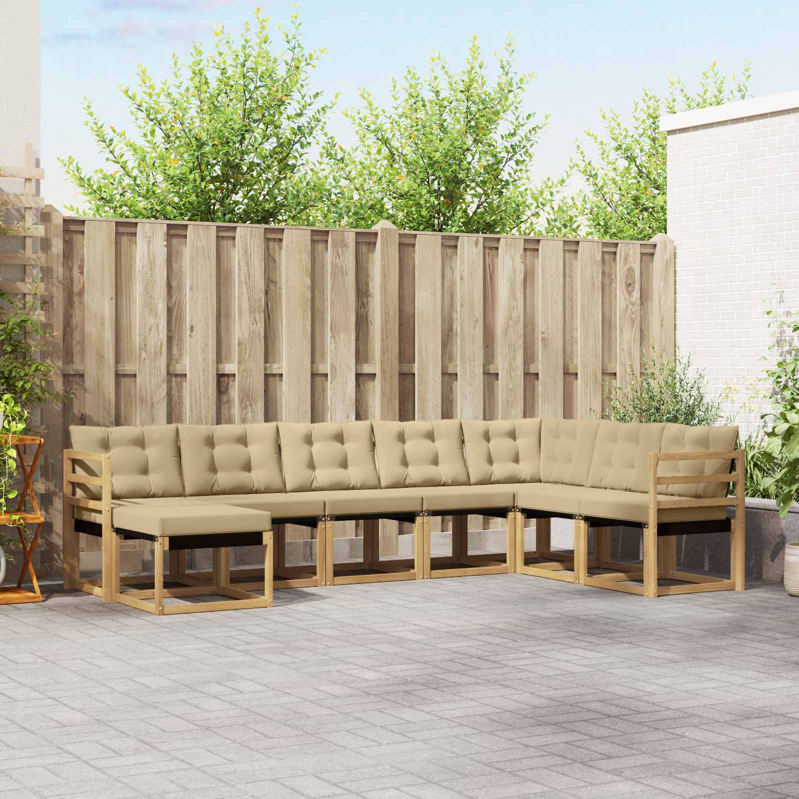 vidaXL Outdoor-Sofagarnitur mit Kissen 8 pcs Weiß und Beige