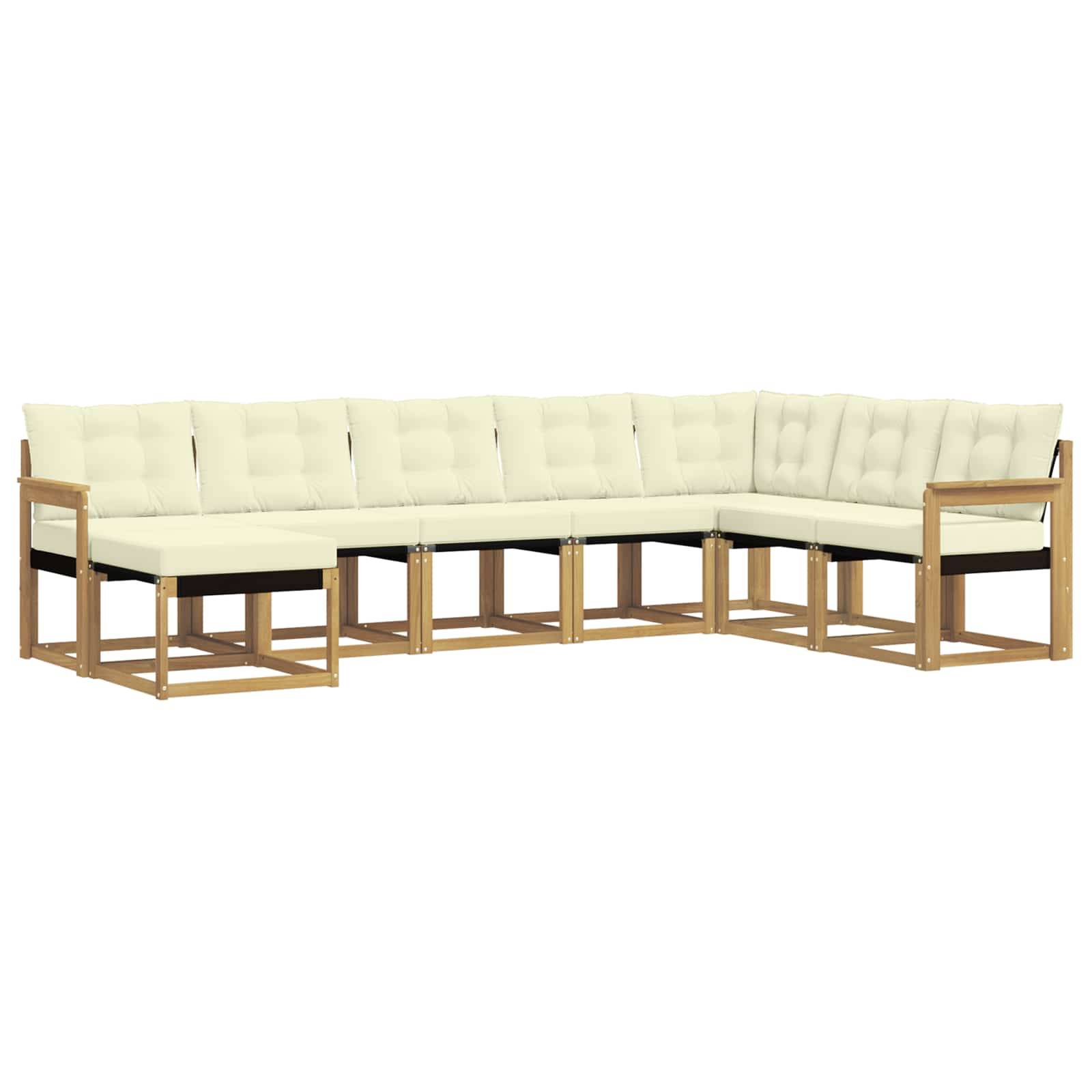 vidaXL Outdoor-Sofagarnitur mit Kissen 8 pcs Weiß und Creme