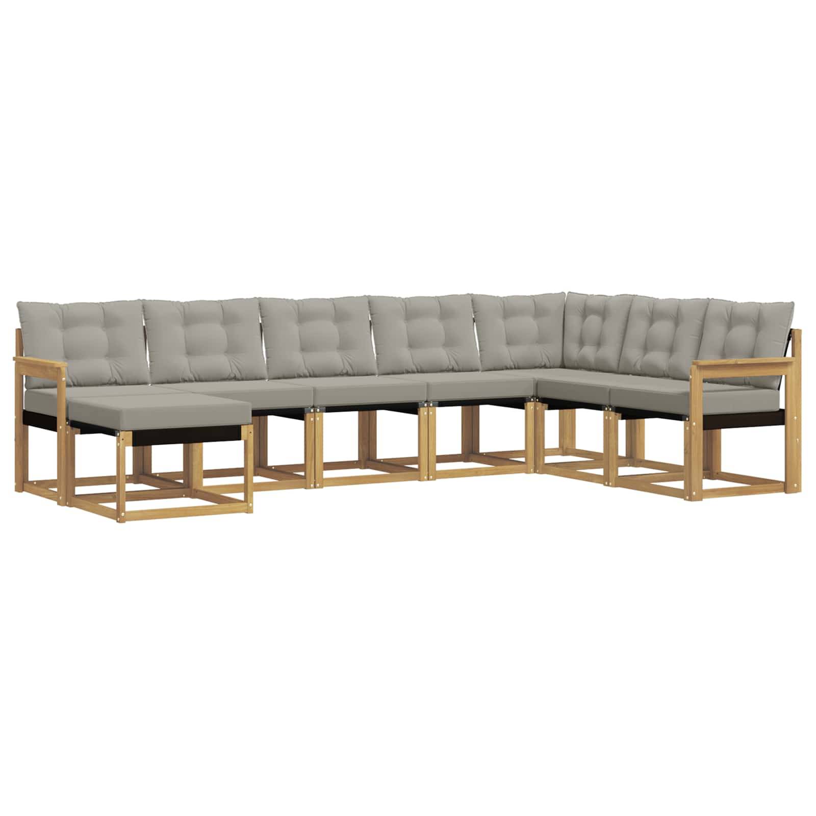 vidaXL Outdoor-Sofagarnitur mit Kissen 8 pcs Weiß und Hellgrau