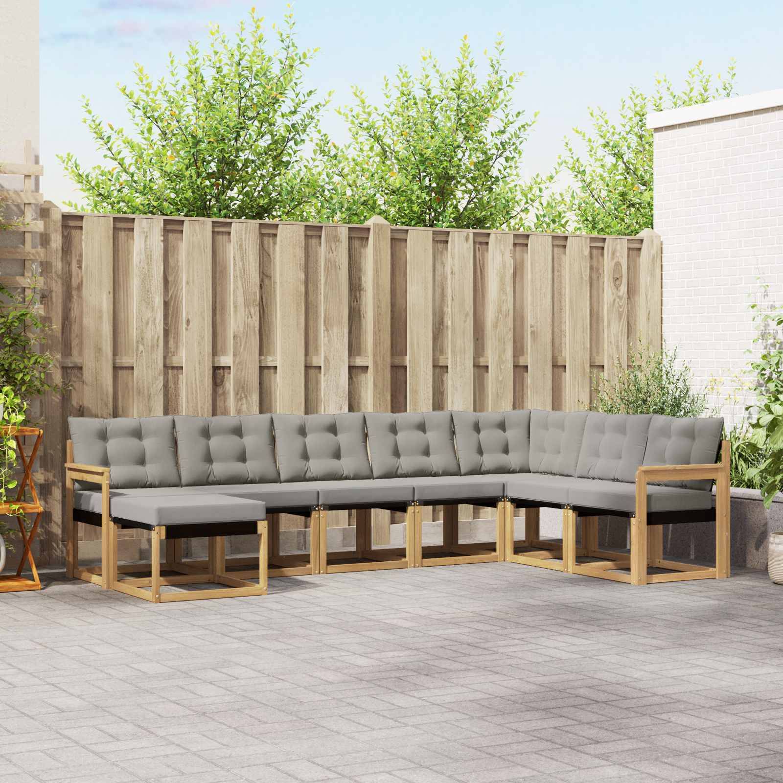 vidaXL Outdoor-Sofagarnitur mit Kissen 8 pcs Weiß und Hellgrau