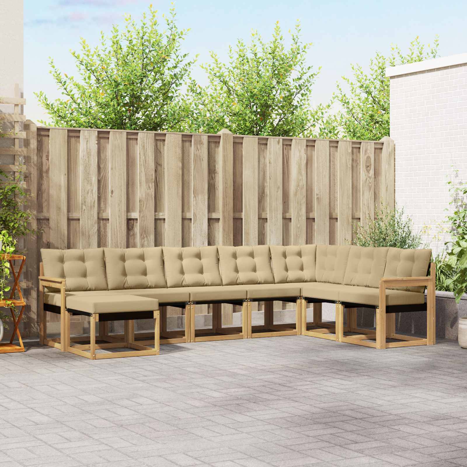 vidaXL Outdoor-Sofagarnitur mit Kissen 8 pcs Weiß und Beige
