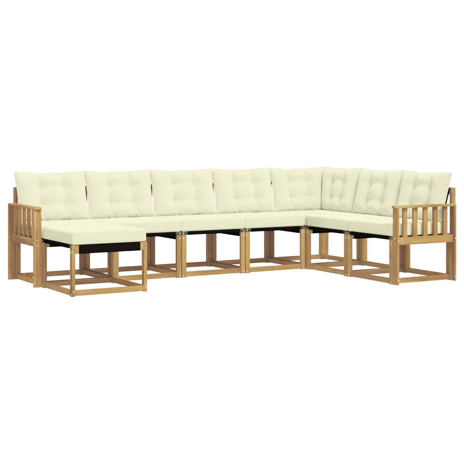vidaXL Outdoor-Sofagarnitur mit Kissen 8 pcs Weiß und Creme
