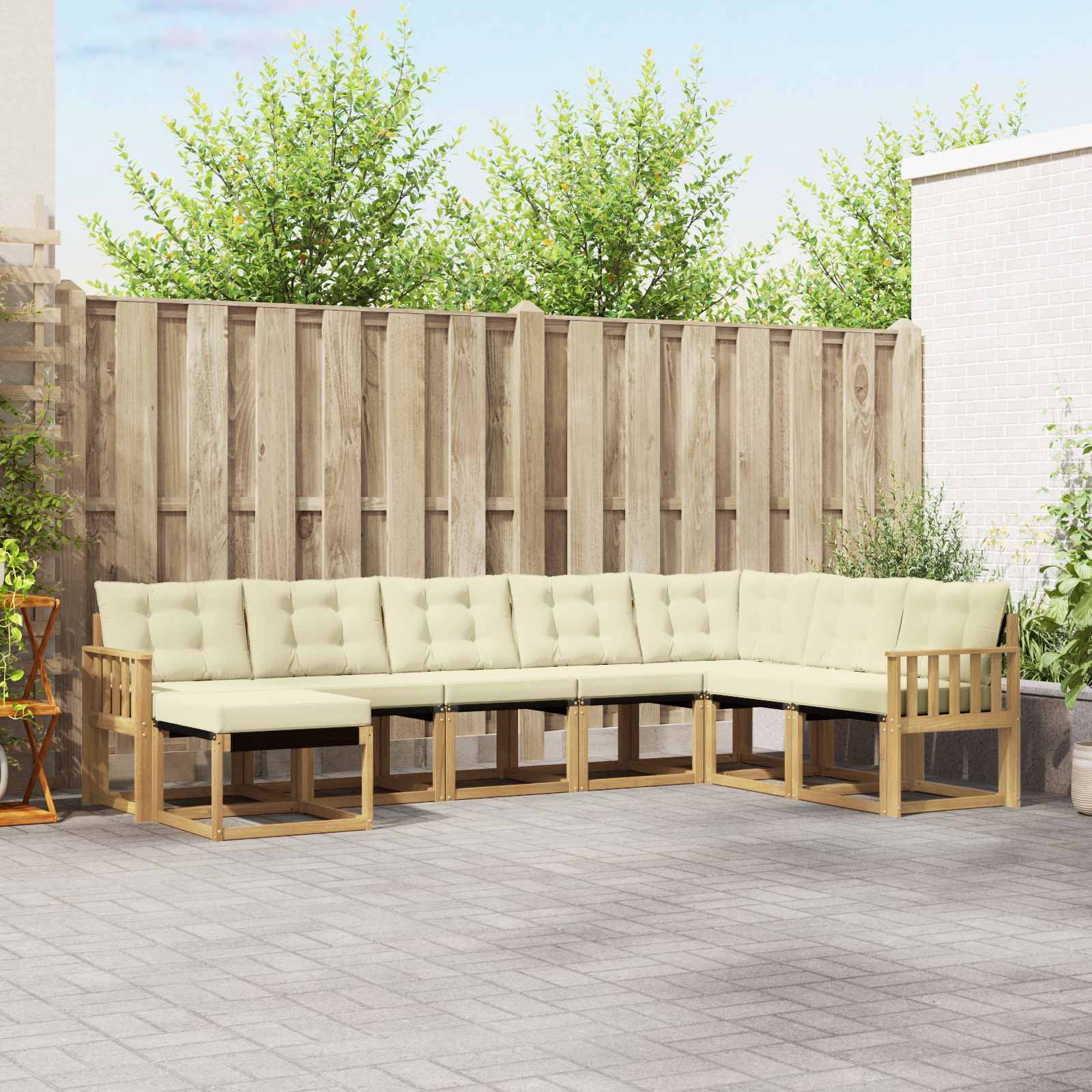vidaXL Outdoor-Sofagarnitur mit Kissen 8 pcs Weiß und Creme