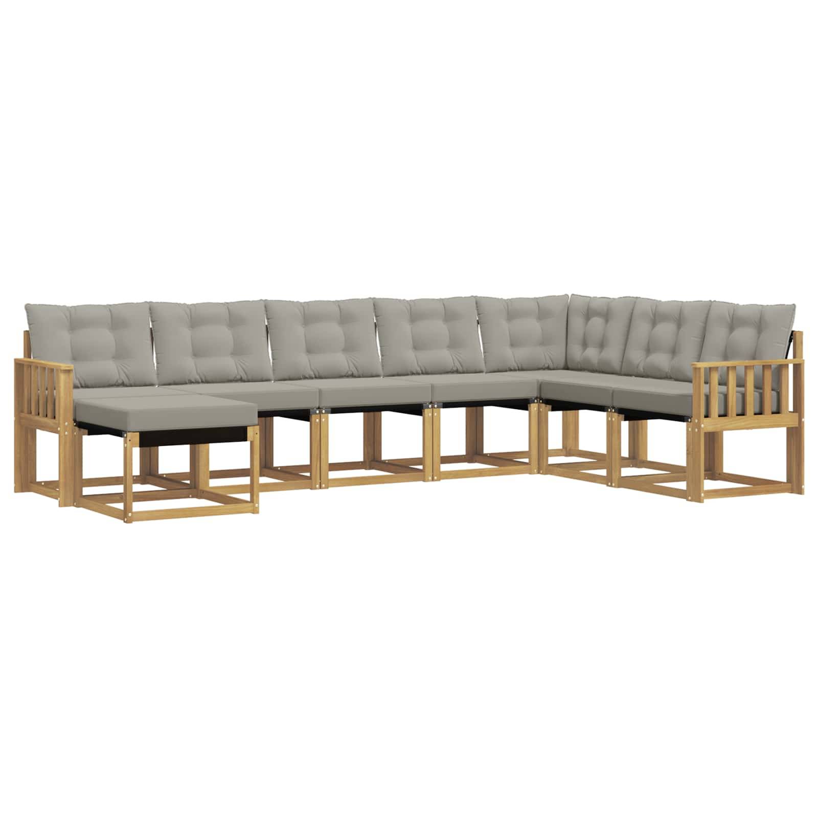 vidaXL Outdoor-Sofagarnitur mit Kissen 8 pcs Weiß und Hellgrau