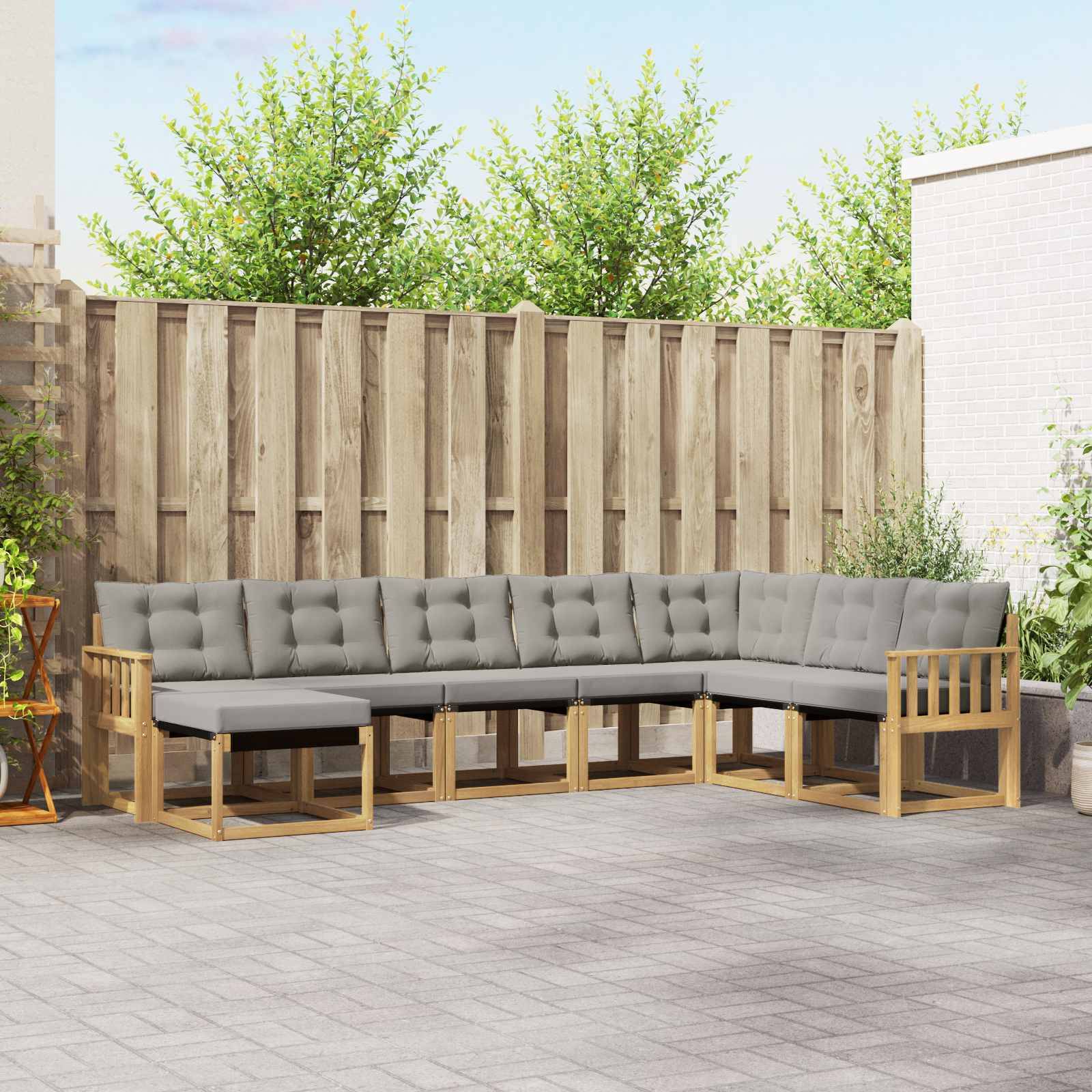 vidaXL Outdoor-Sofagarnitur mit Kissen 8 pcs Weiß und Hellgrau