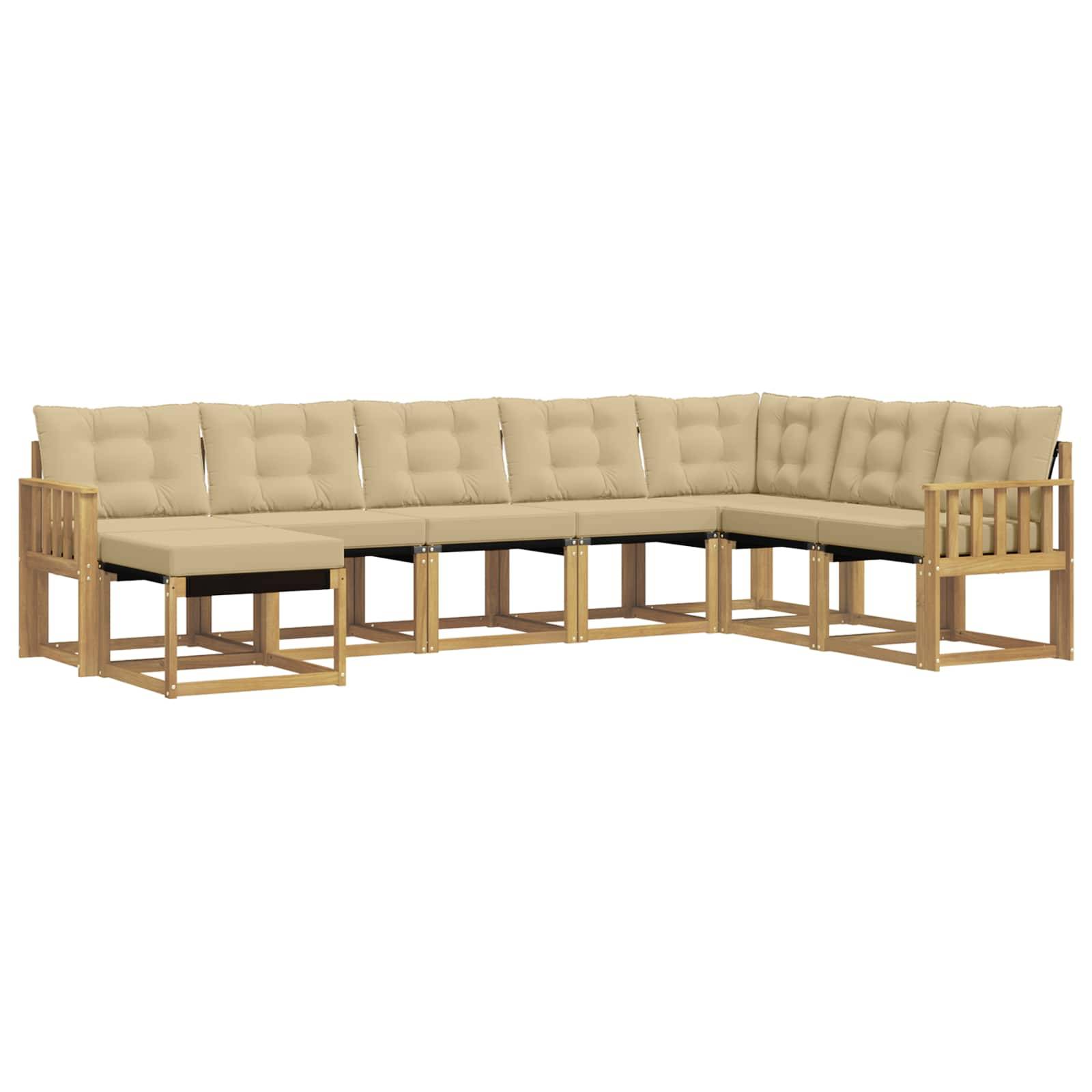 vidaXL Outdoor-Sofagarnitur mit Kissen 8 pcs Weiß und Beige