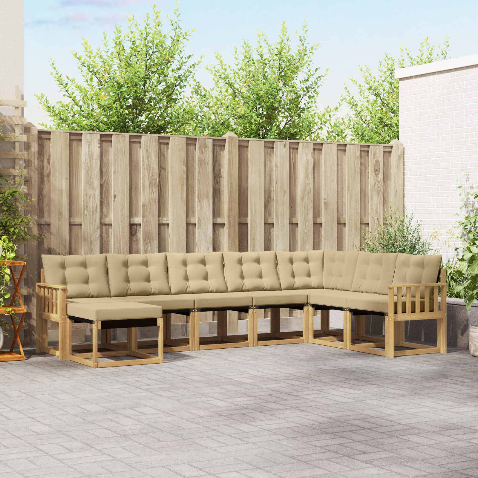 vidaXL Outdoor-Sofagarnitur mit Kissen 8 pcs Weiß und Beige