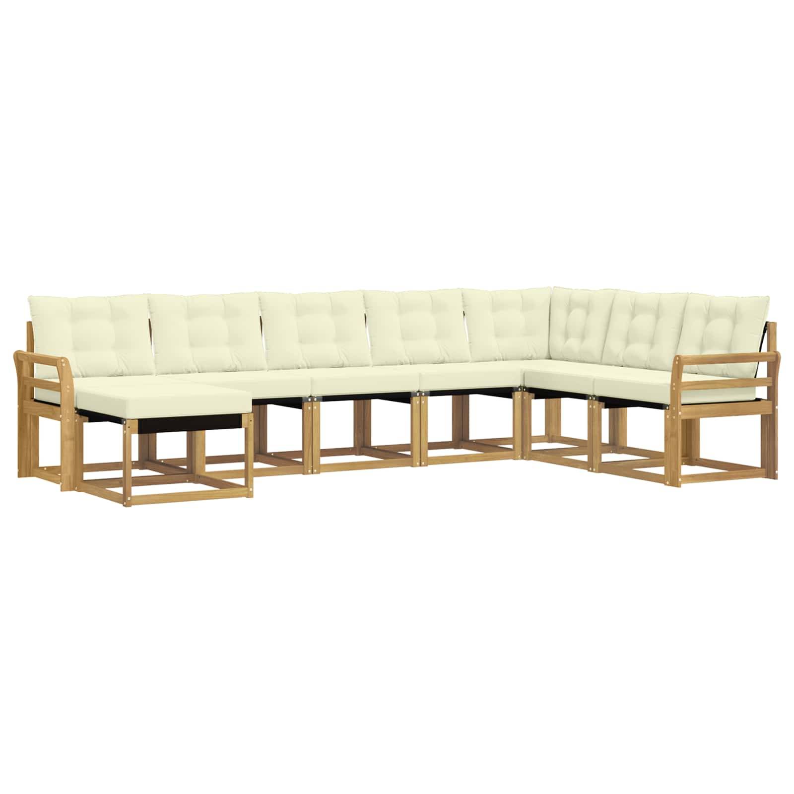 vidaXL Outdoor-Sofagarnitur mit Kissen 8 pcs Weiß und Creme