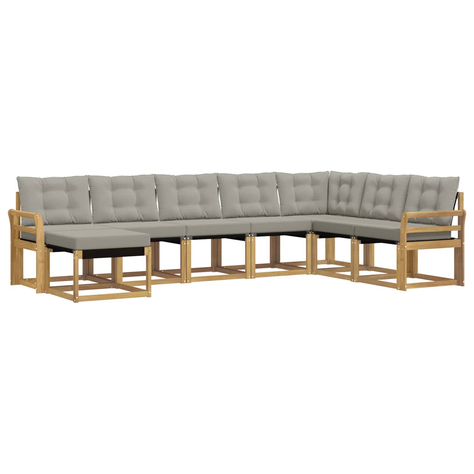 vidaXL Outdoor-Sofagarnitur mit Kissen 8 pcs Weiß und Hellgrau