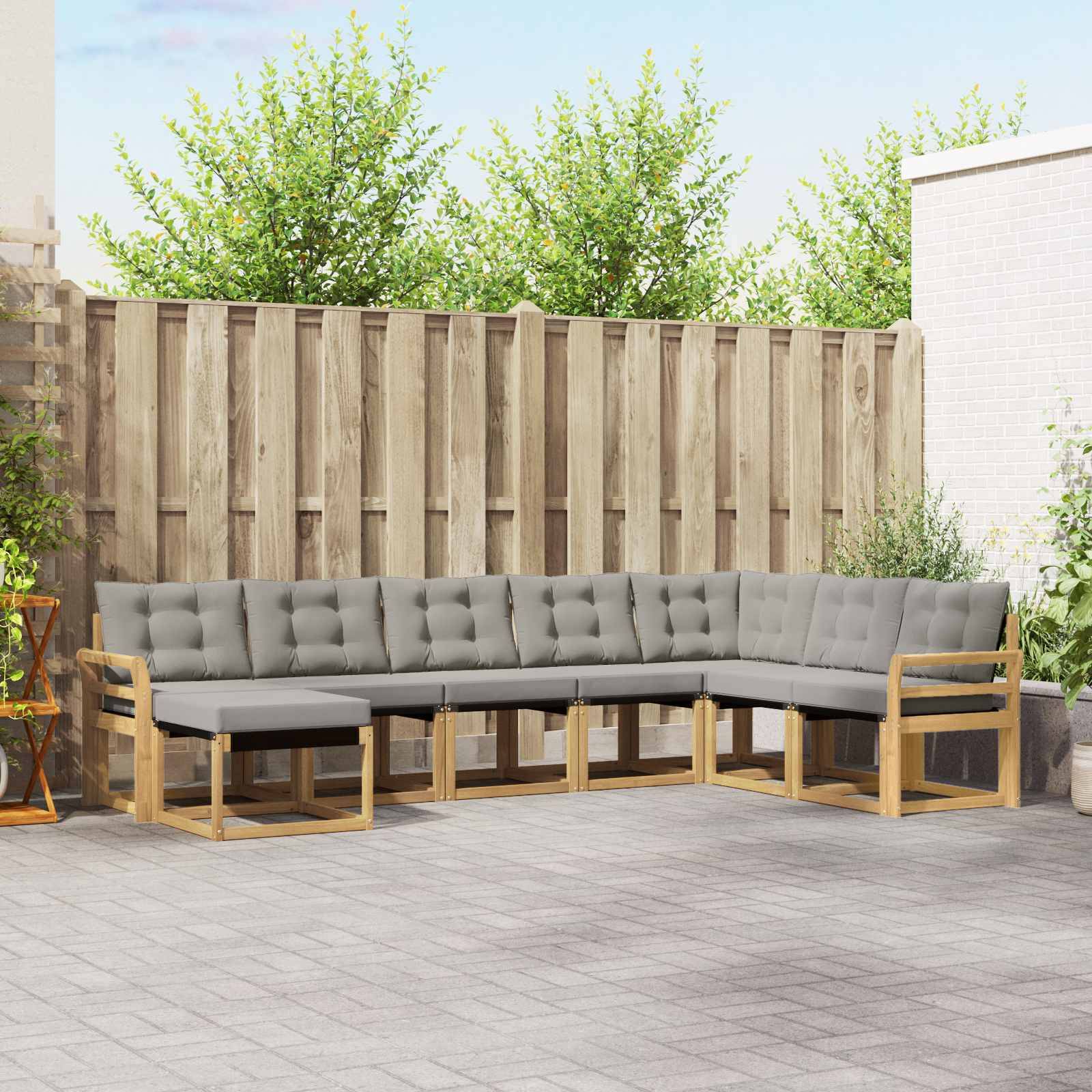 vidaXL Outdoor-Sofagarnitur mit Kissen 8 pcs Weiß und Hellgrau