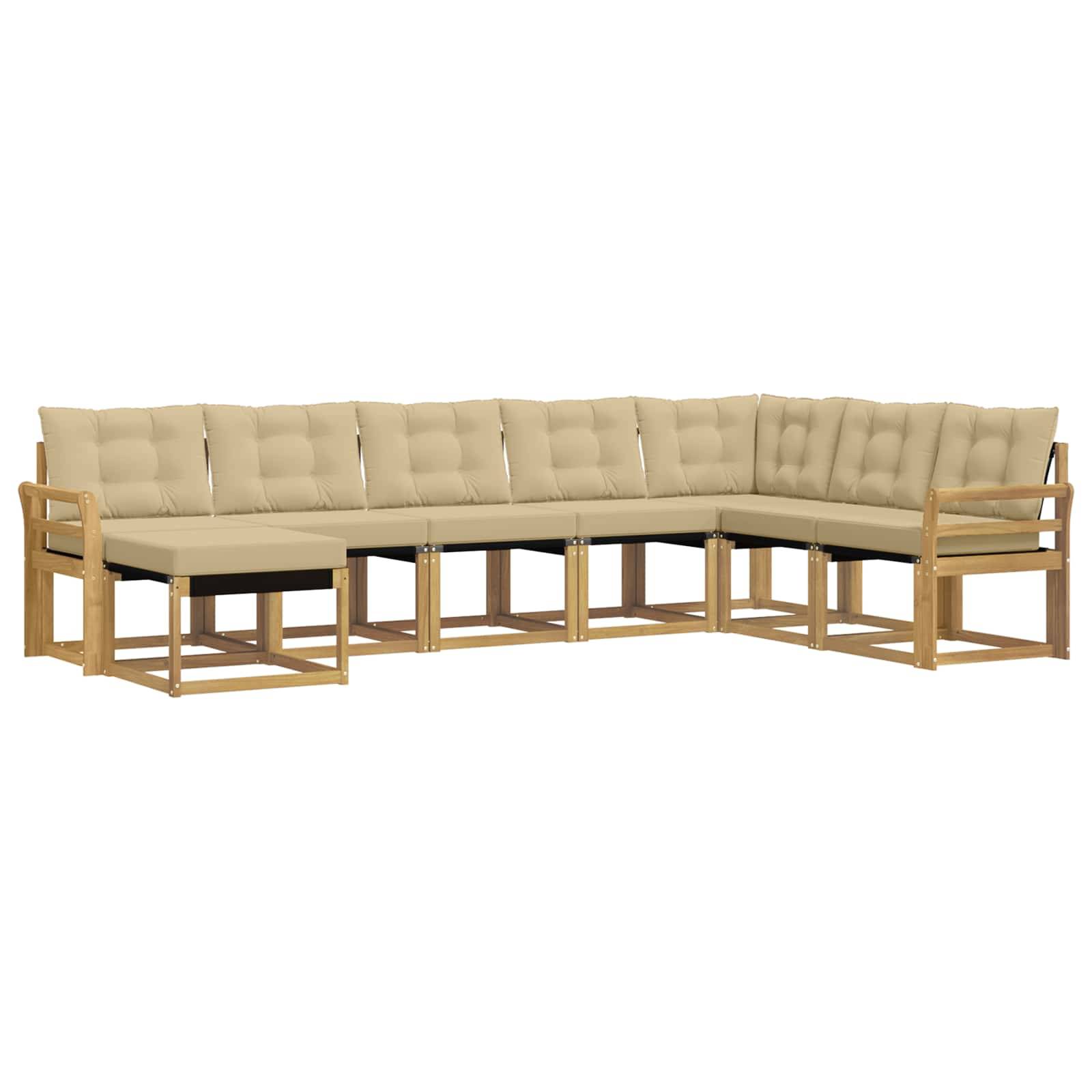 vidaXL Outdoor-Sofagarnitur mit Kissen 8 pcs Weiß und Beige
