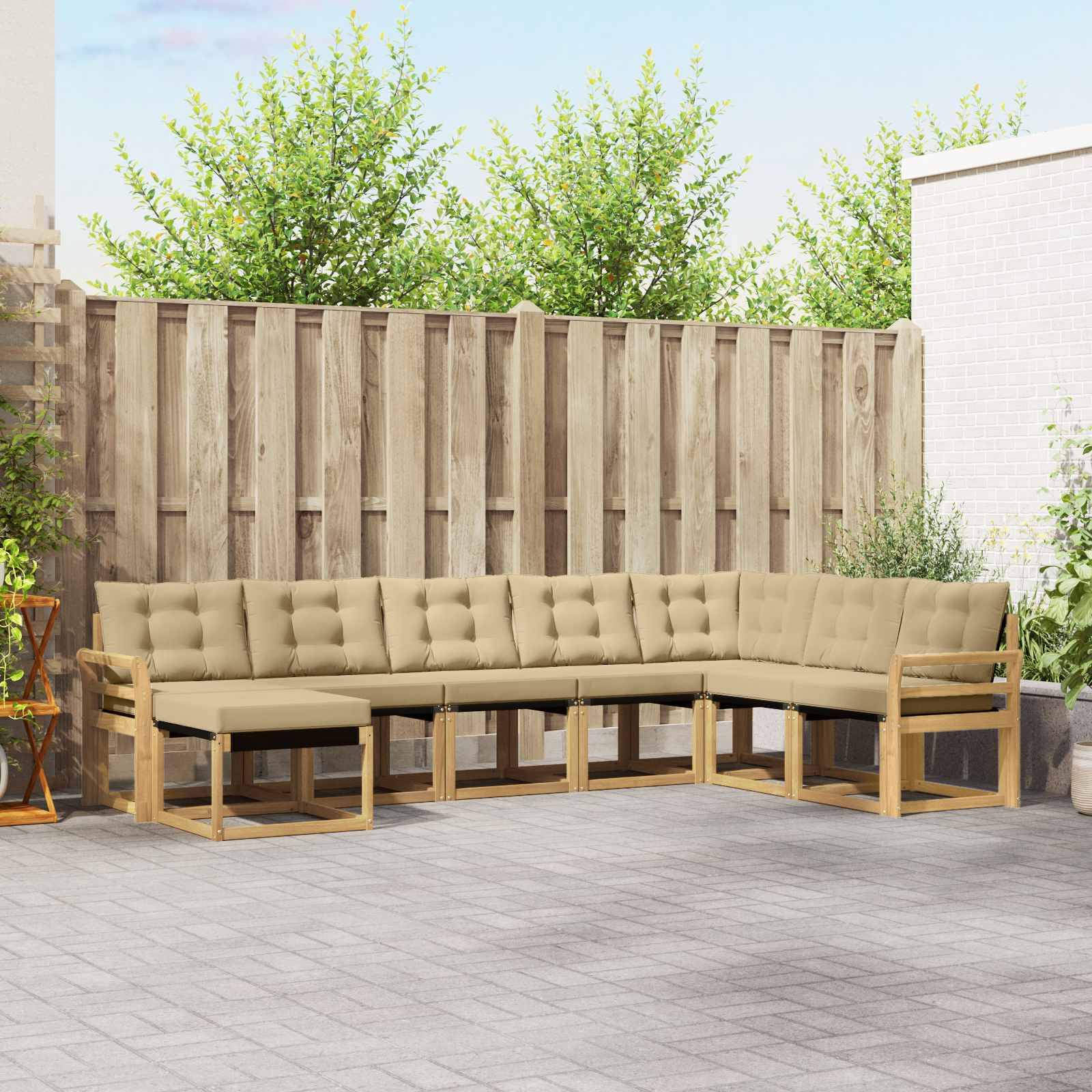 vidaXL Outdoor-Sofagarnitur mit Kissen 8 pcs Weiß und Beige