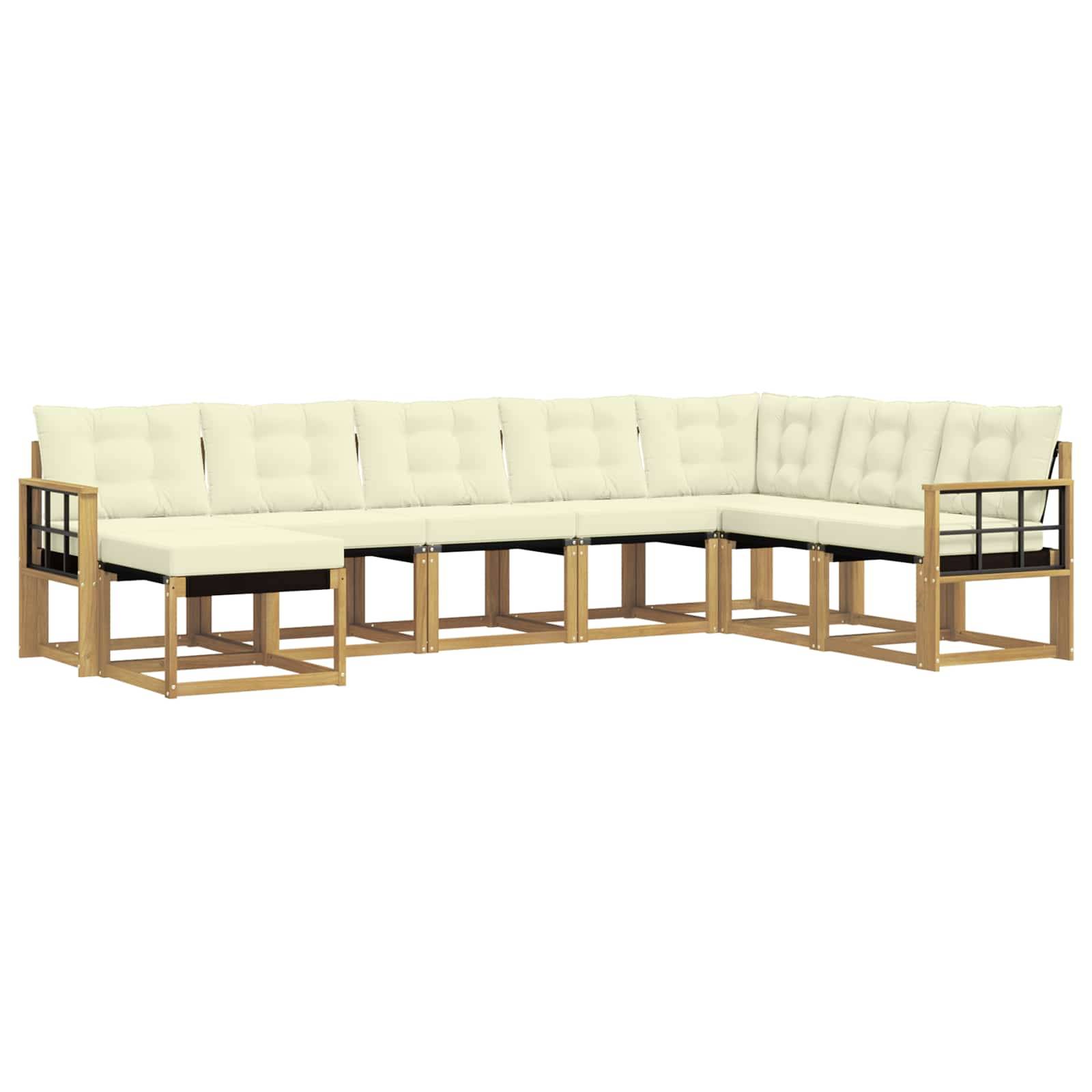 vidaXL Outdoor-Sofagarnitur mit Kissen 8 pcs Weiß und Creme