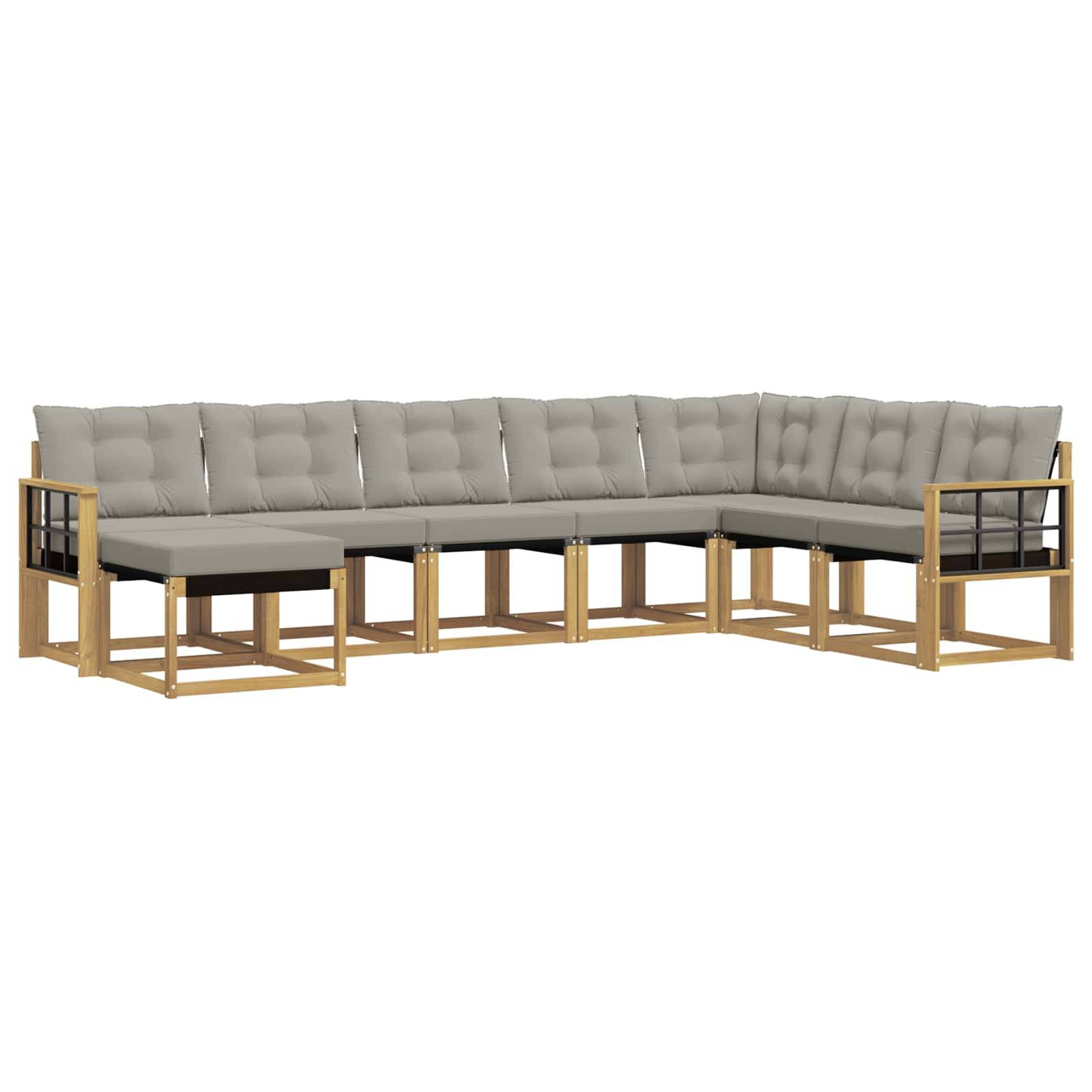 vidaXL Outdoor-Sofagarnitur mit Kissen 8 pcs Weiß und Hellgrau