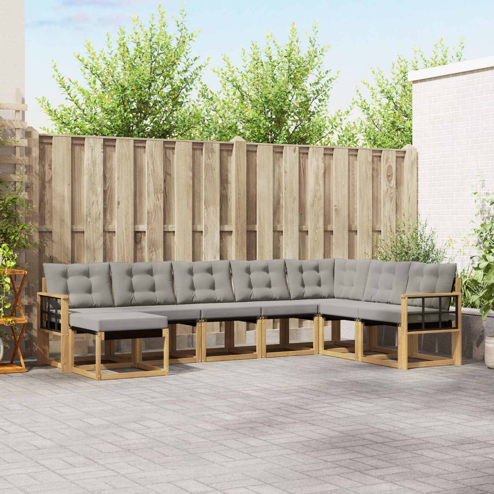 vidaXL Outdoor-Sofagarnitur mit Kissen 8 pcs Weiß und Hellgrau