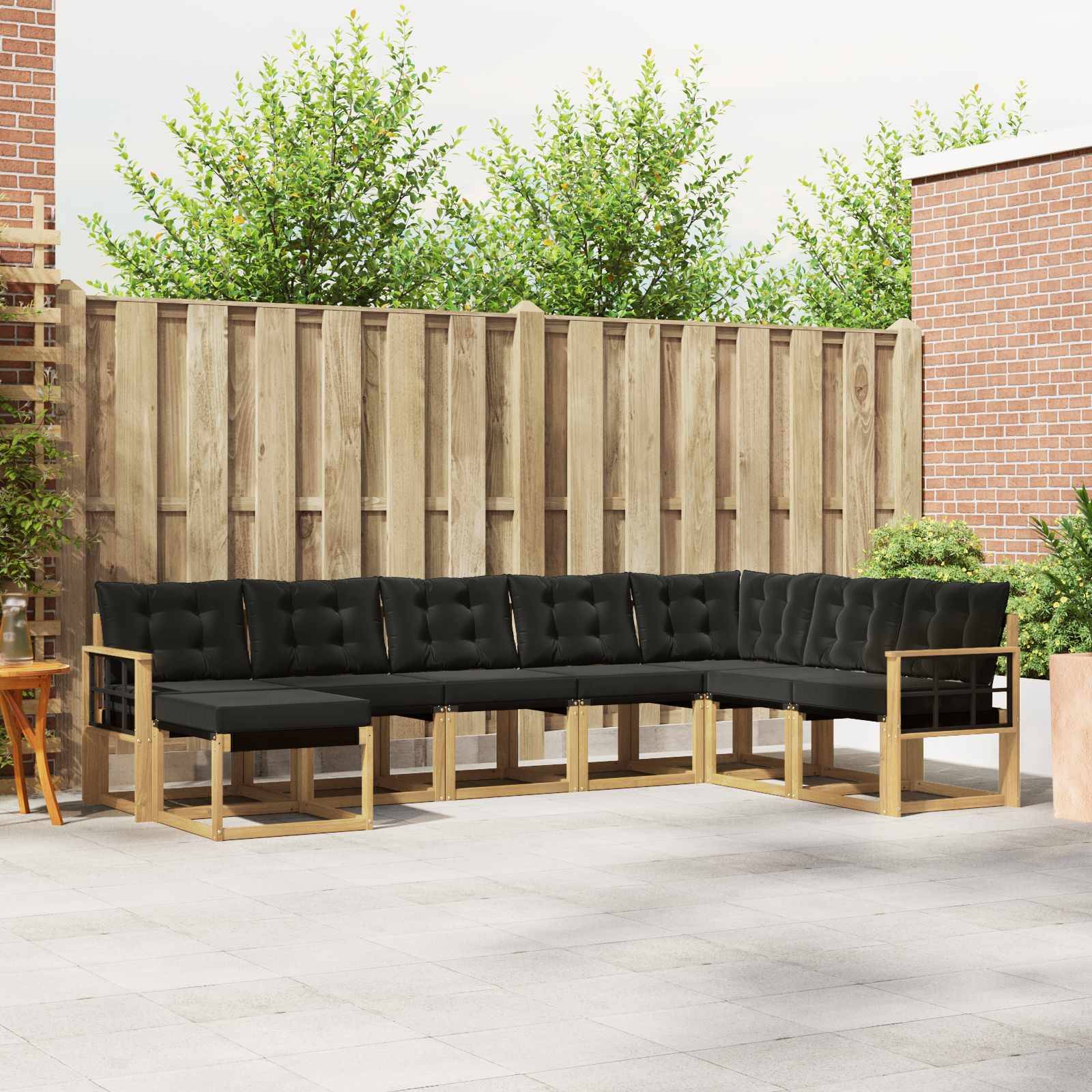 vidaXL Outdoor-Sofagarnitur mit Kissen 8 pcs Weiß und Schwarz