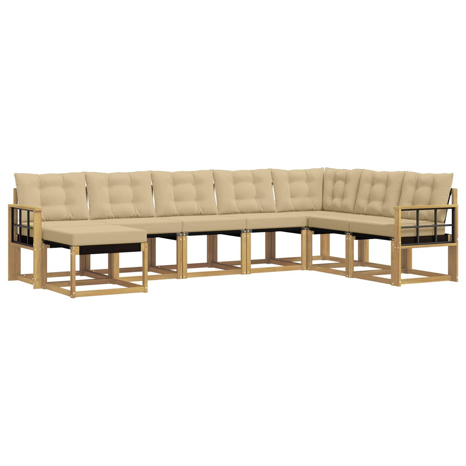 vidaXL Outdoor-Sofagarnitur mit Kissen 8 pcs Weiß und Beige