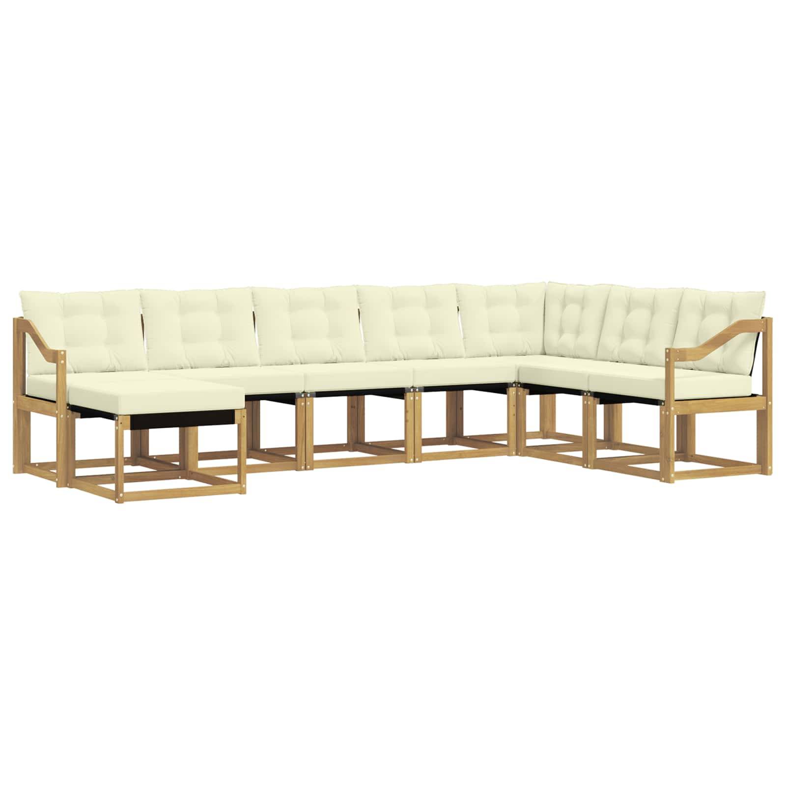vidaXL Outdoor-Sofagarnitur mit Kissen 8 pcs Weiß und Creme
